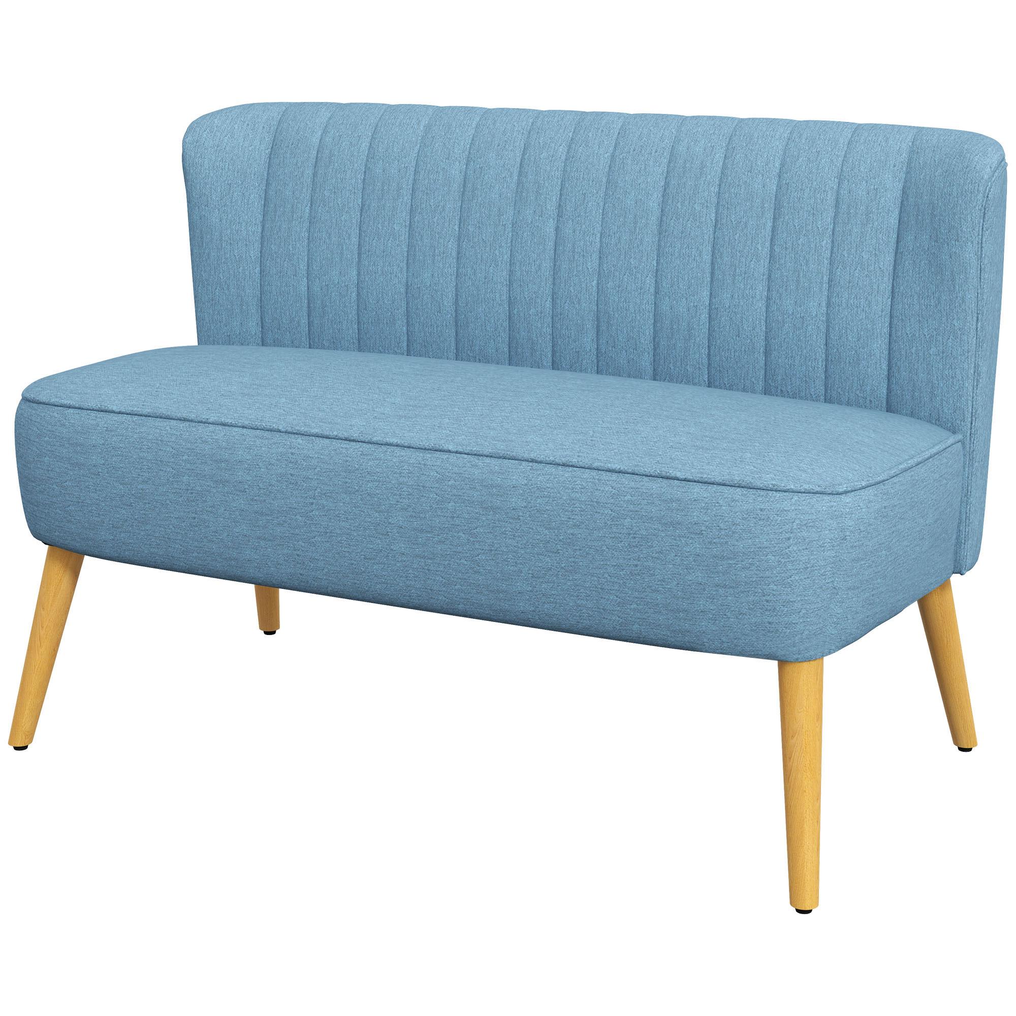 Blue Striped Loveseat with Thick Padded Seat