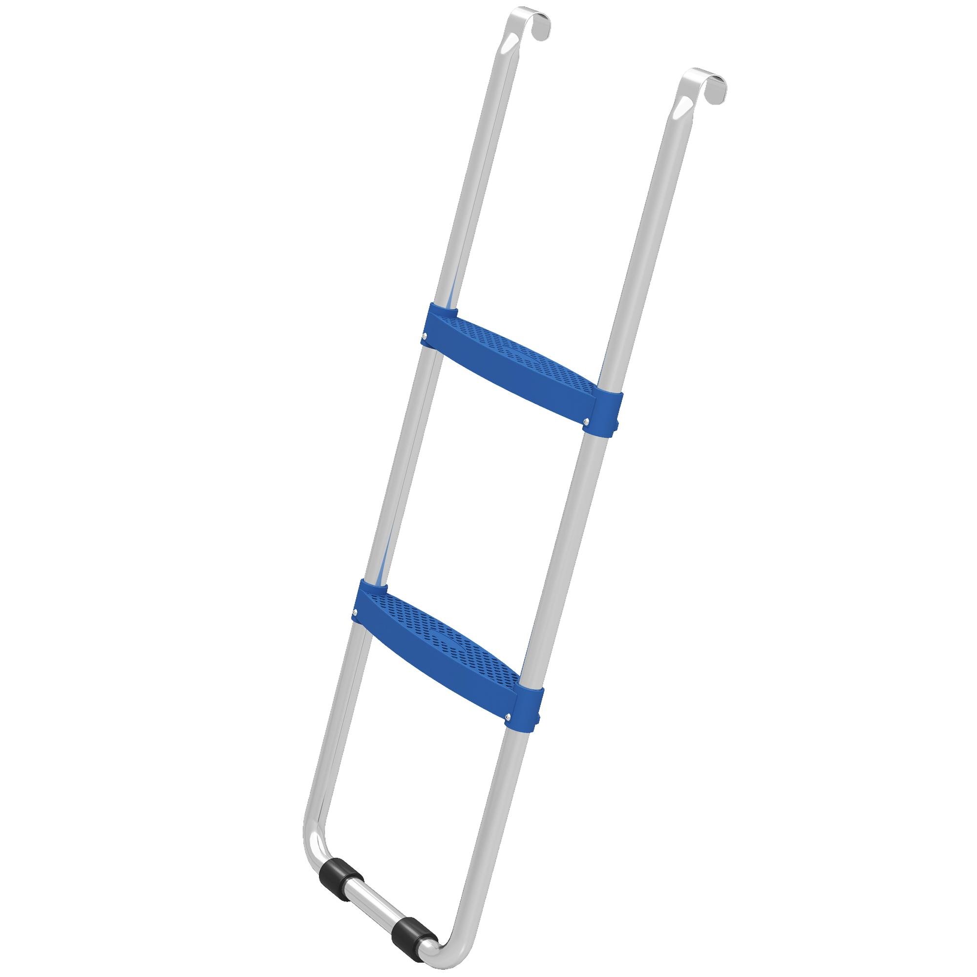 Blue Two-Step Trampoline Ladder with Wide PP Steps