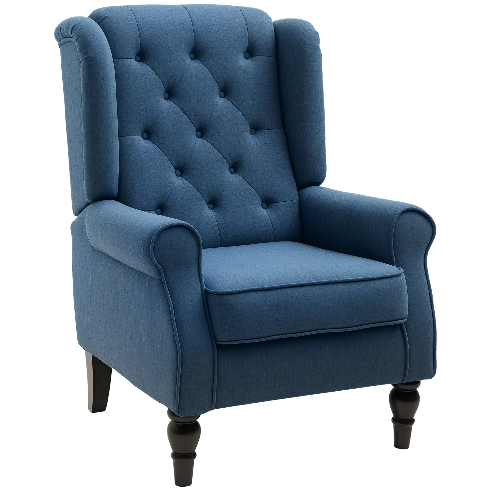 Blue Wingback Accent Chair with Button Tufting