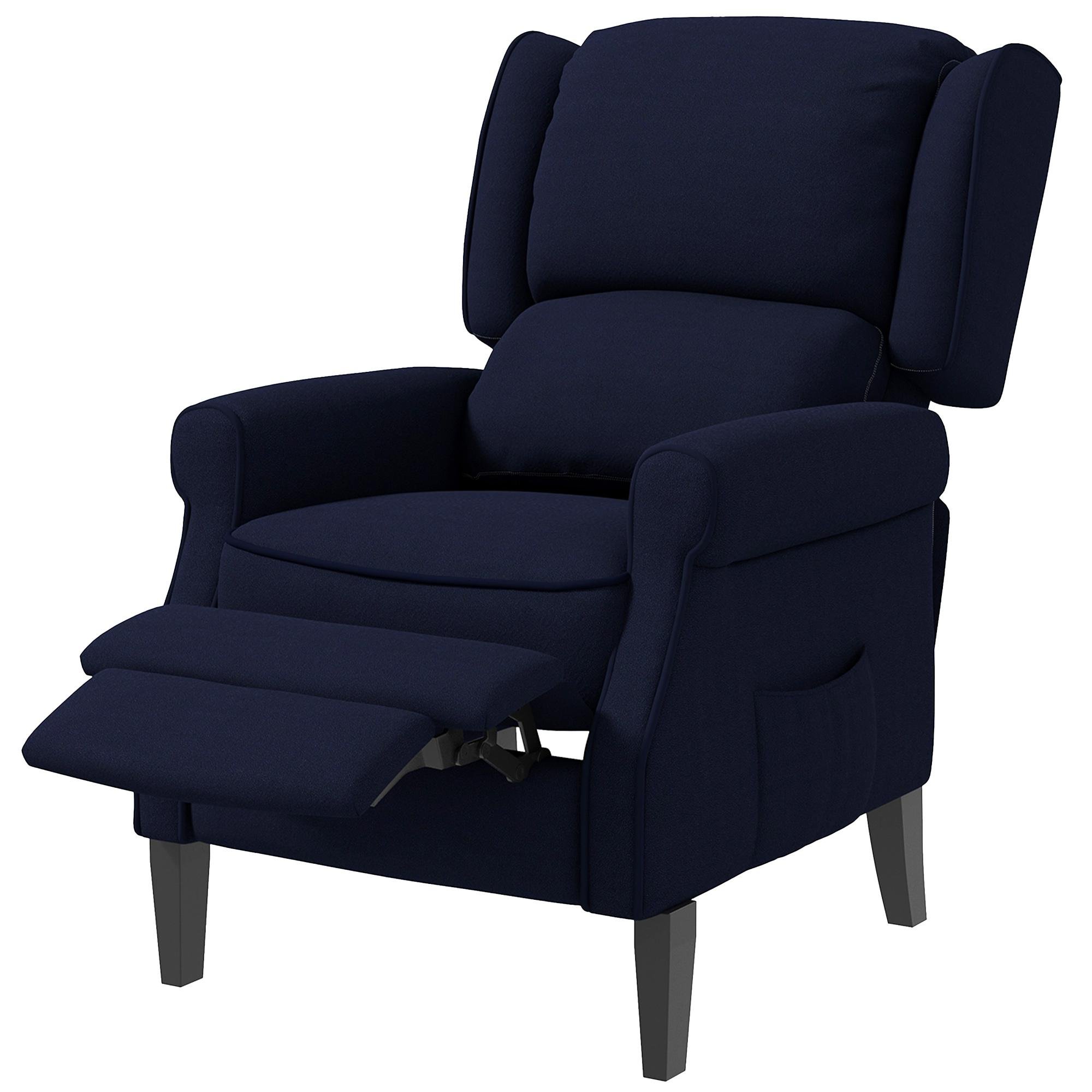 Blue Faux Suede Massage Recliner with Extendable Footrest