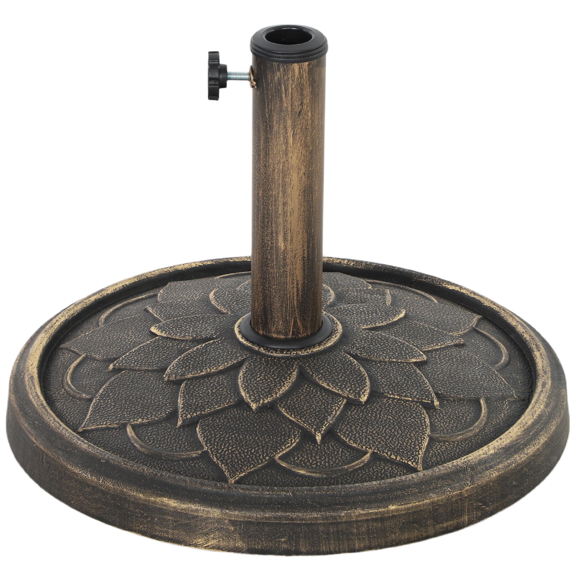 Bronze Lotus Patio Base, 26 lb Resin Umbrella Stand