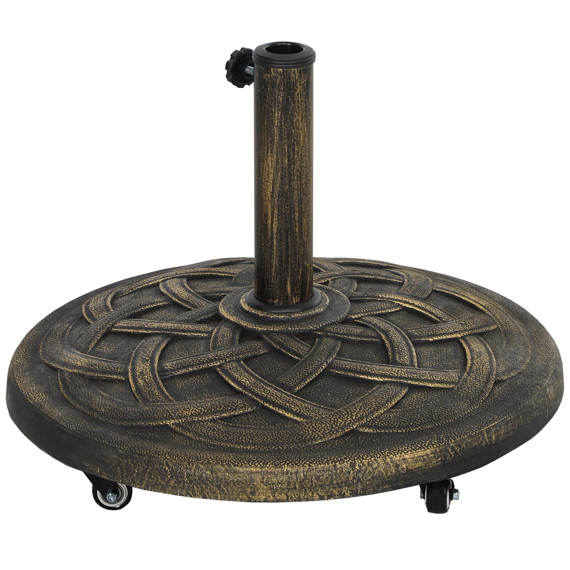 Bronze Concrete Umbrella Base with Wheels, 44 lb