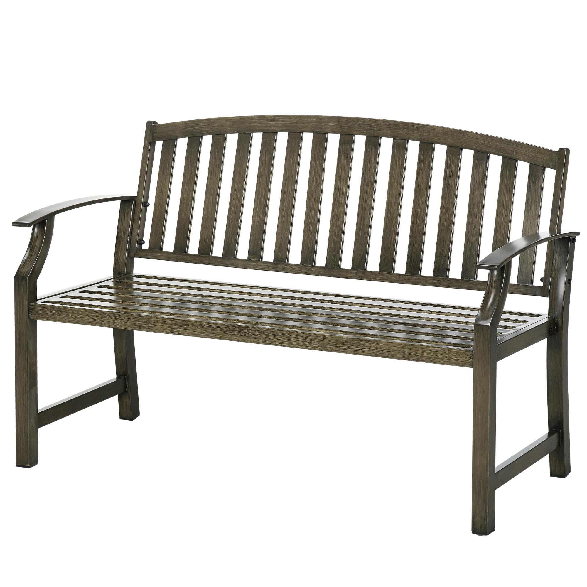 Bronze Steel Two-Seat Bench, 50-Inch Outdoor Seat