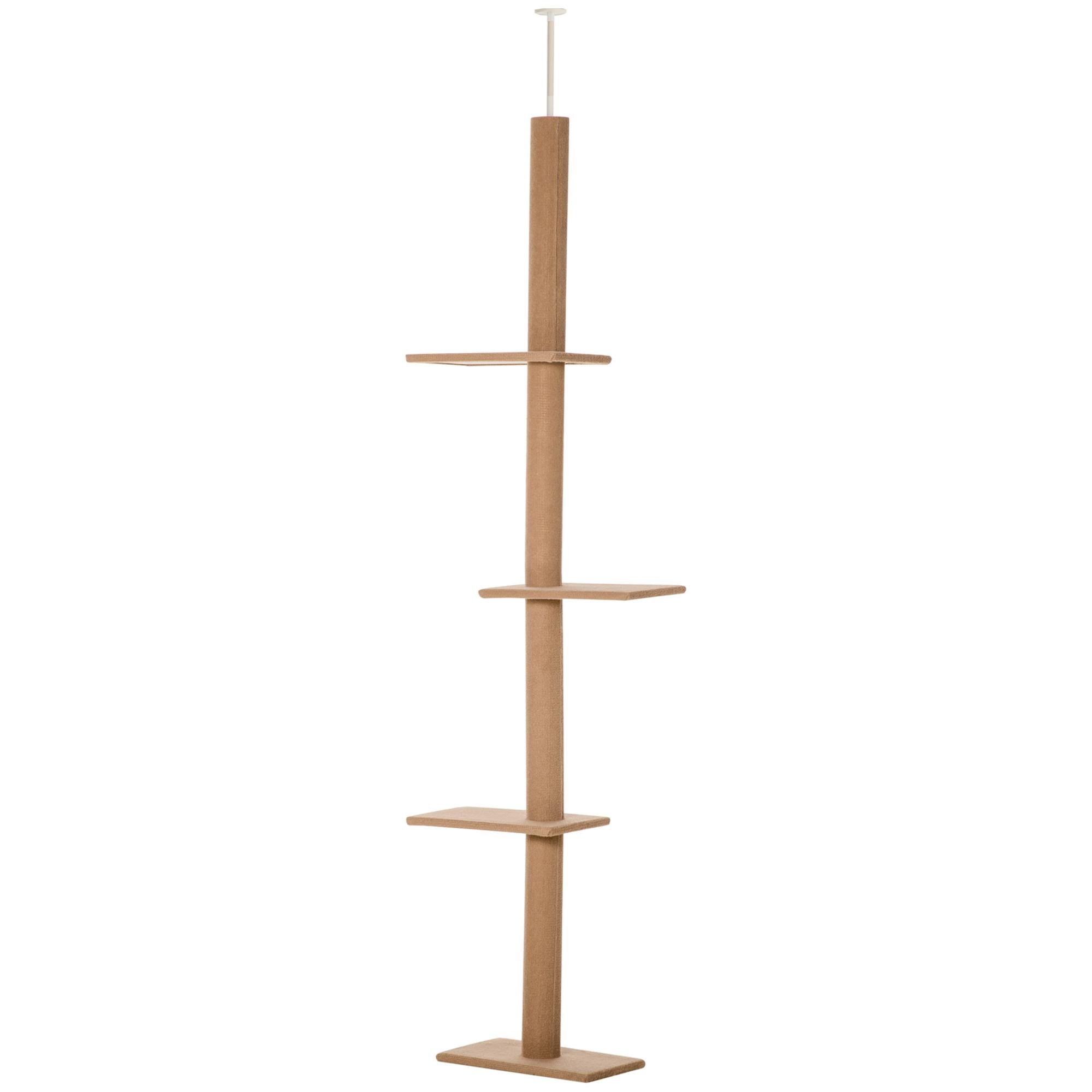 Brown Adjustable Cat Tree with Four Platforms