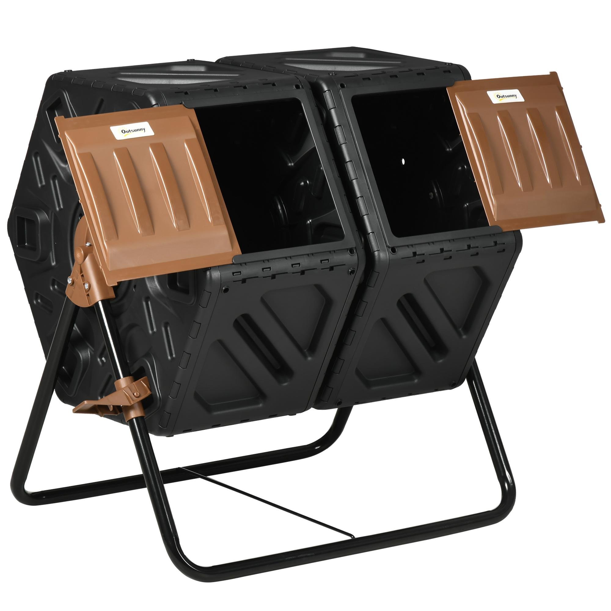 Brown Dual Chamber Composter, 34.5 Gallon Rotating Design