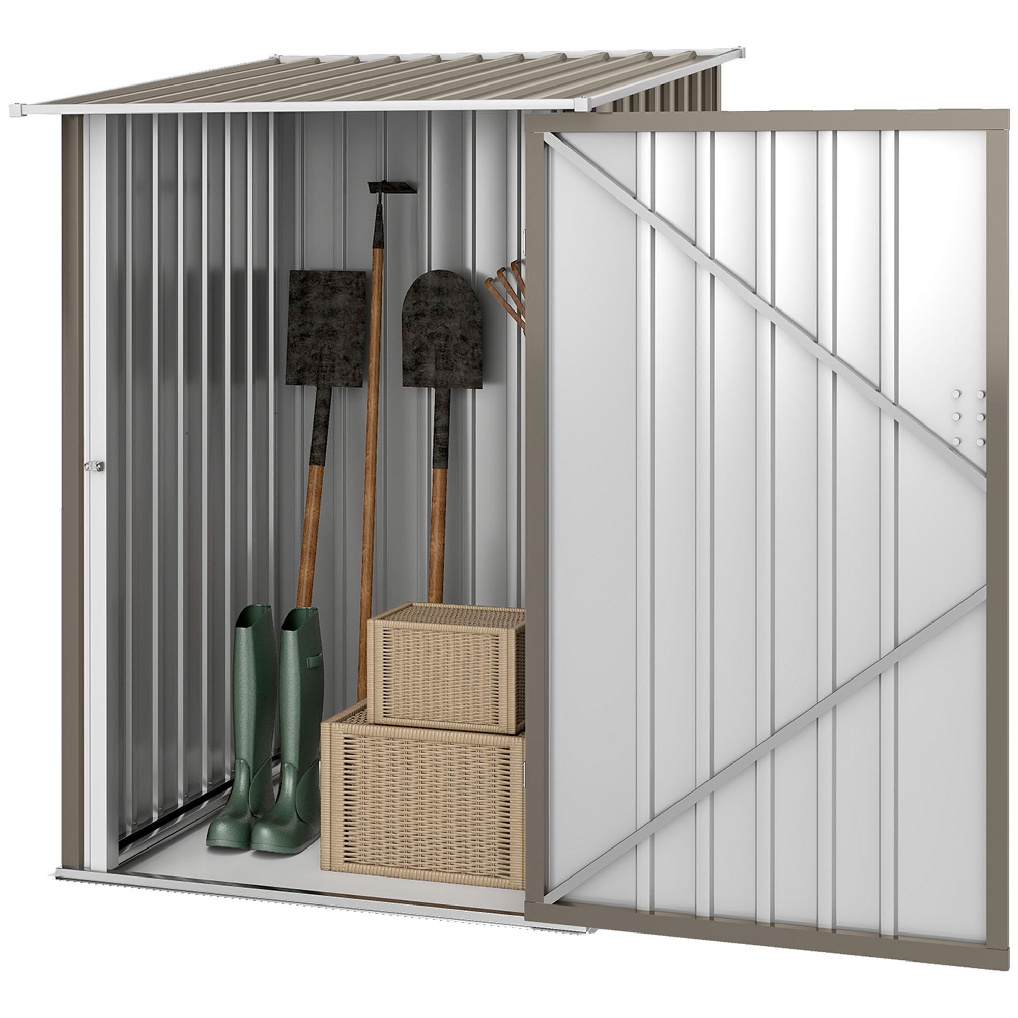Brown White 3x3 Lean-To Shed with Lockable Door