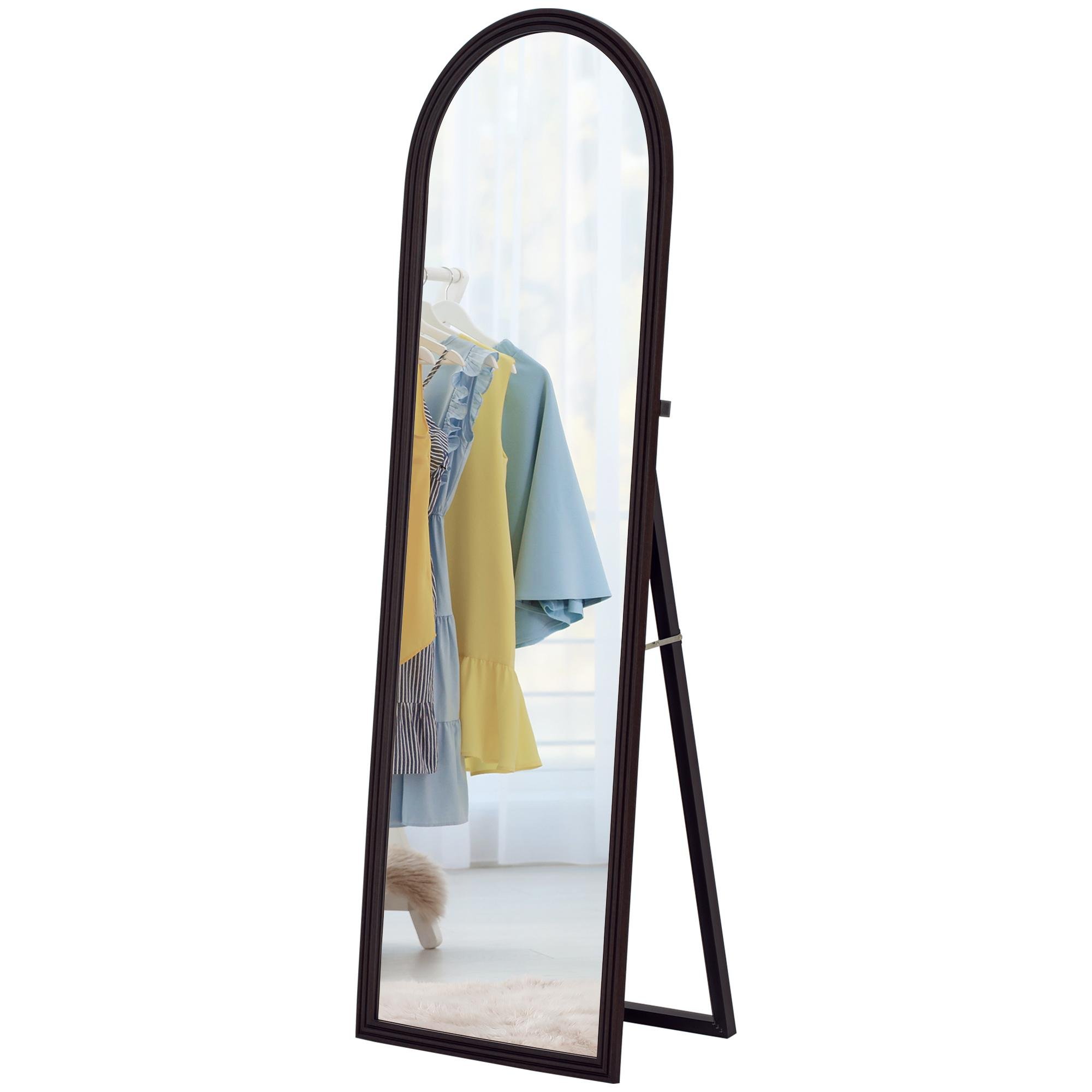 Brown Arched Wood Grain Mirror, 64-Inch Full Length