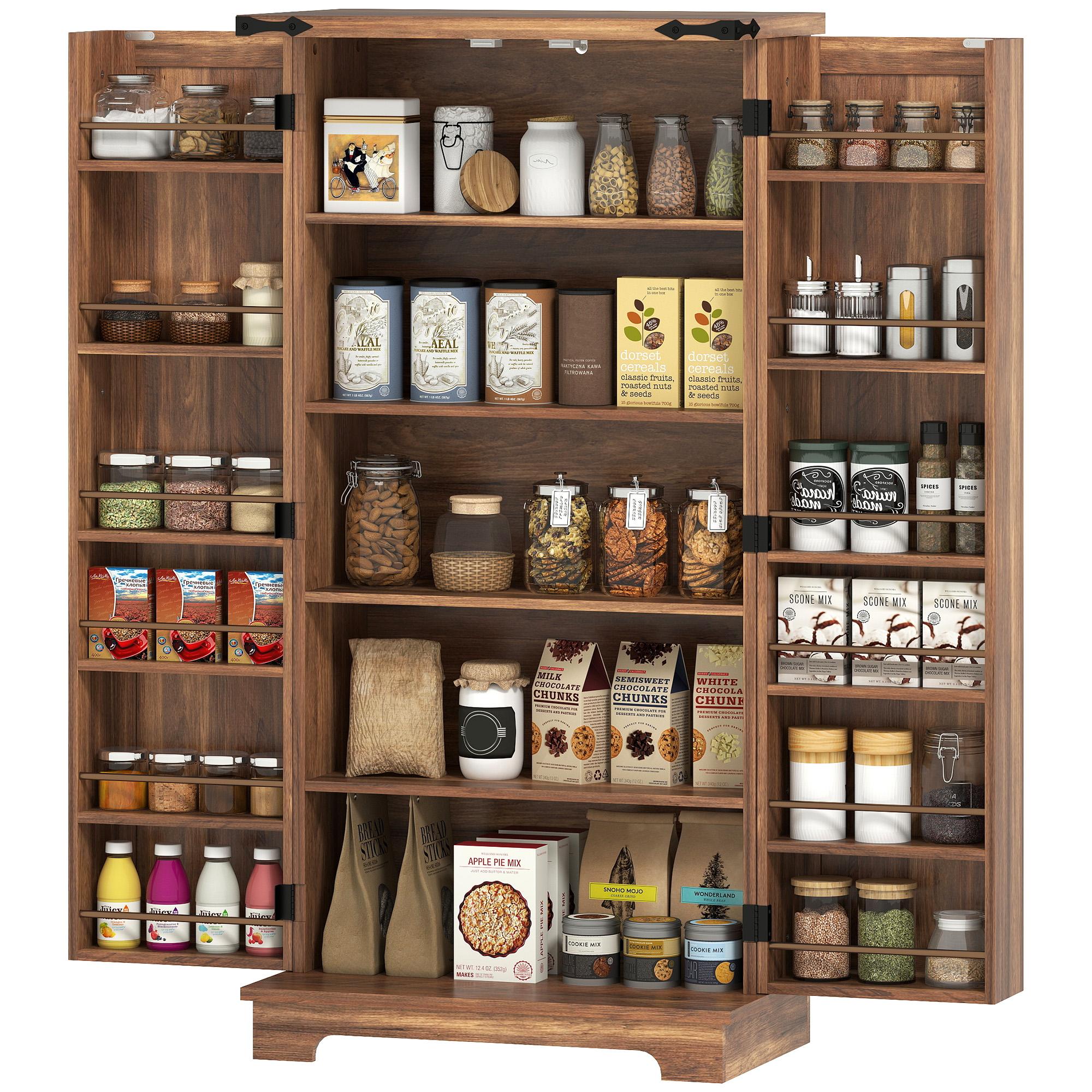 Brown 47 Inch Pantry Cabinet with Barn Door