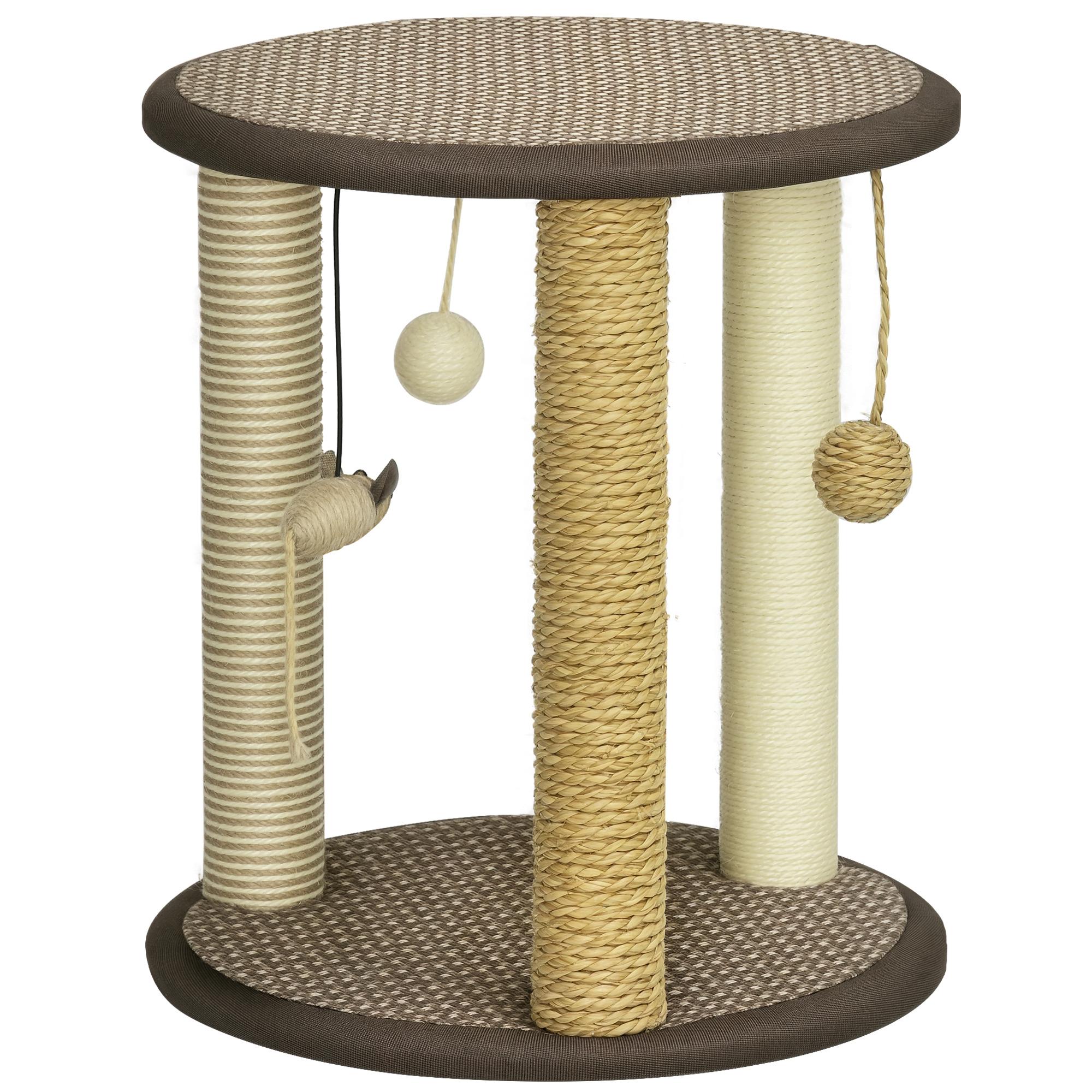 Brown Seagrass Cat Tree with Jute and Sisal Posts
