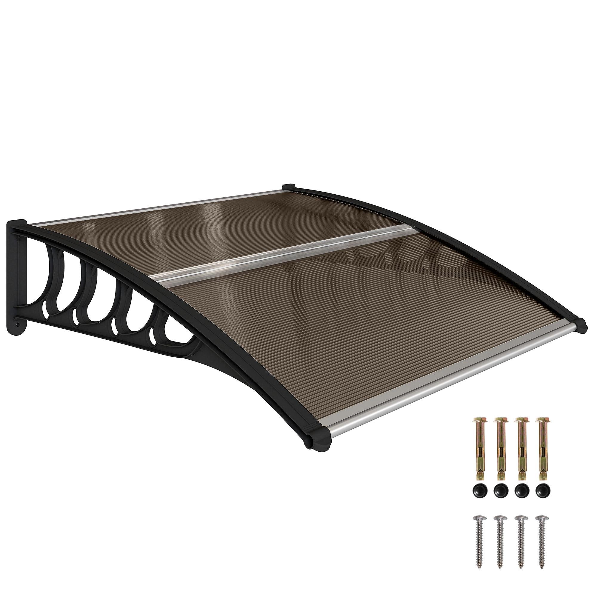 Brown Polycarbonate Door Canopy with Hollow Panel, 40.6 in