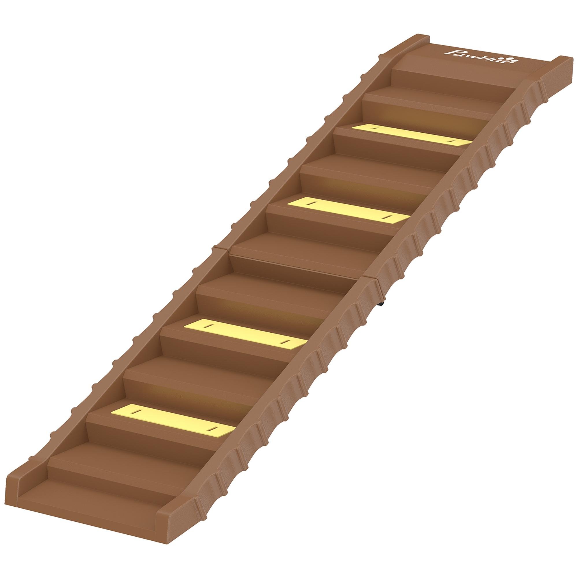 Brown Foldable Dog Ramp with 10 Steps, 60.6 in