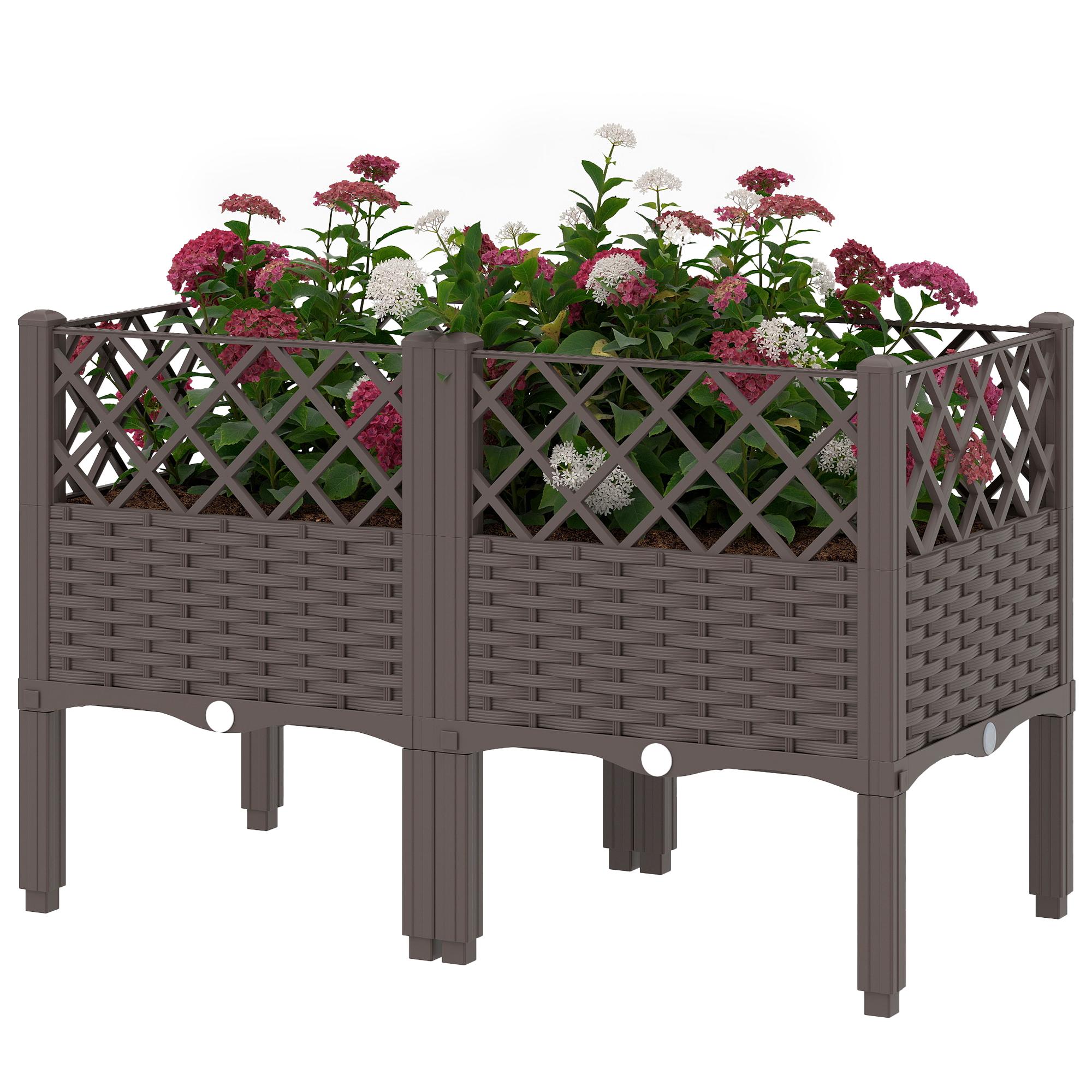 Brown Modular Self-Watering Planter, 31.5-Inch Elevated Bed