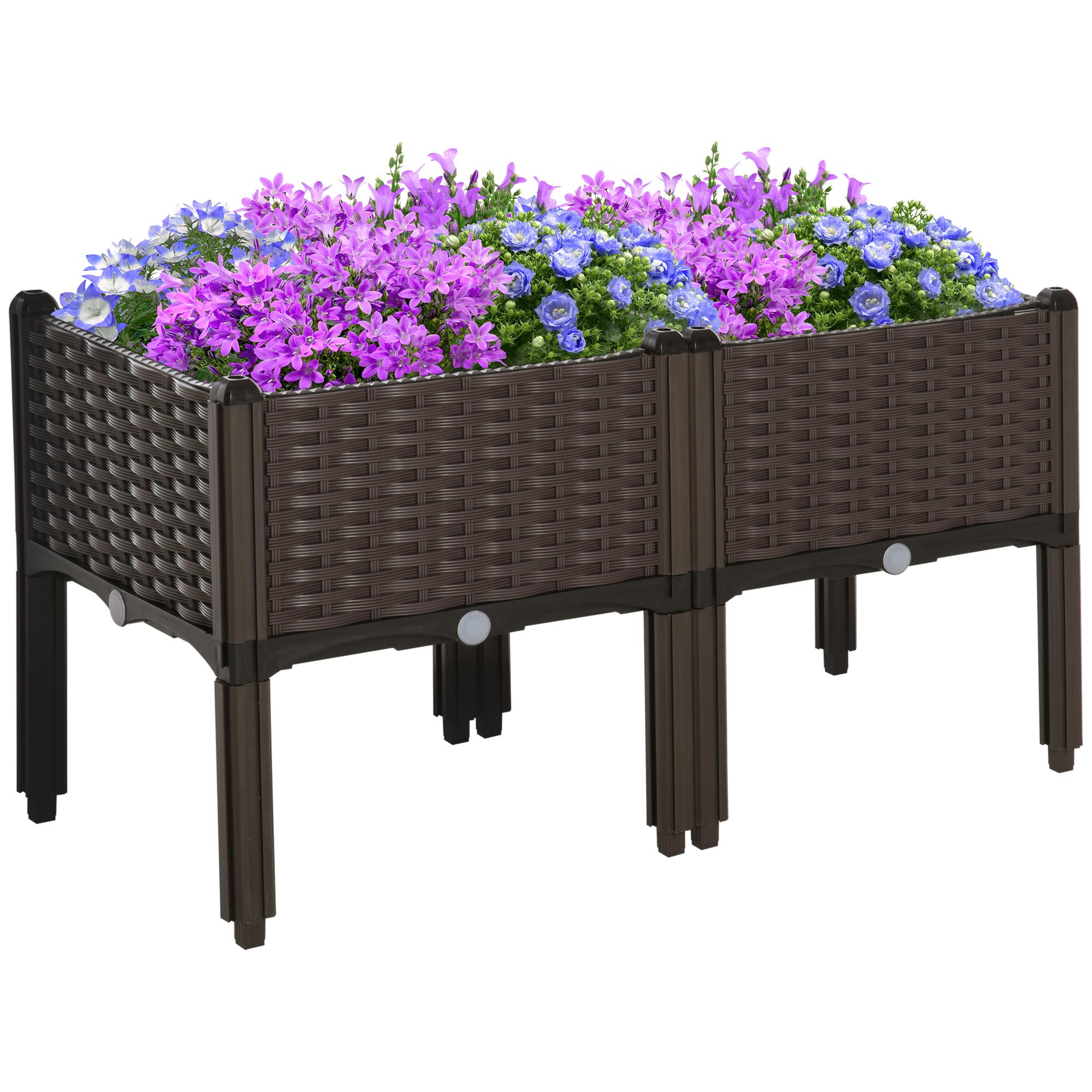 Brown PP Raised Garden Bed with Self-Watering Disk