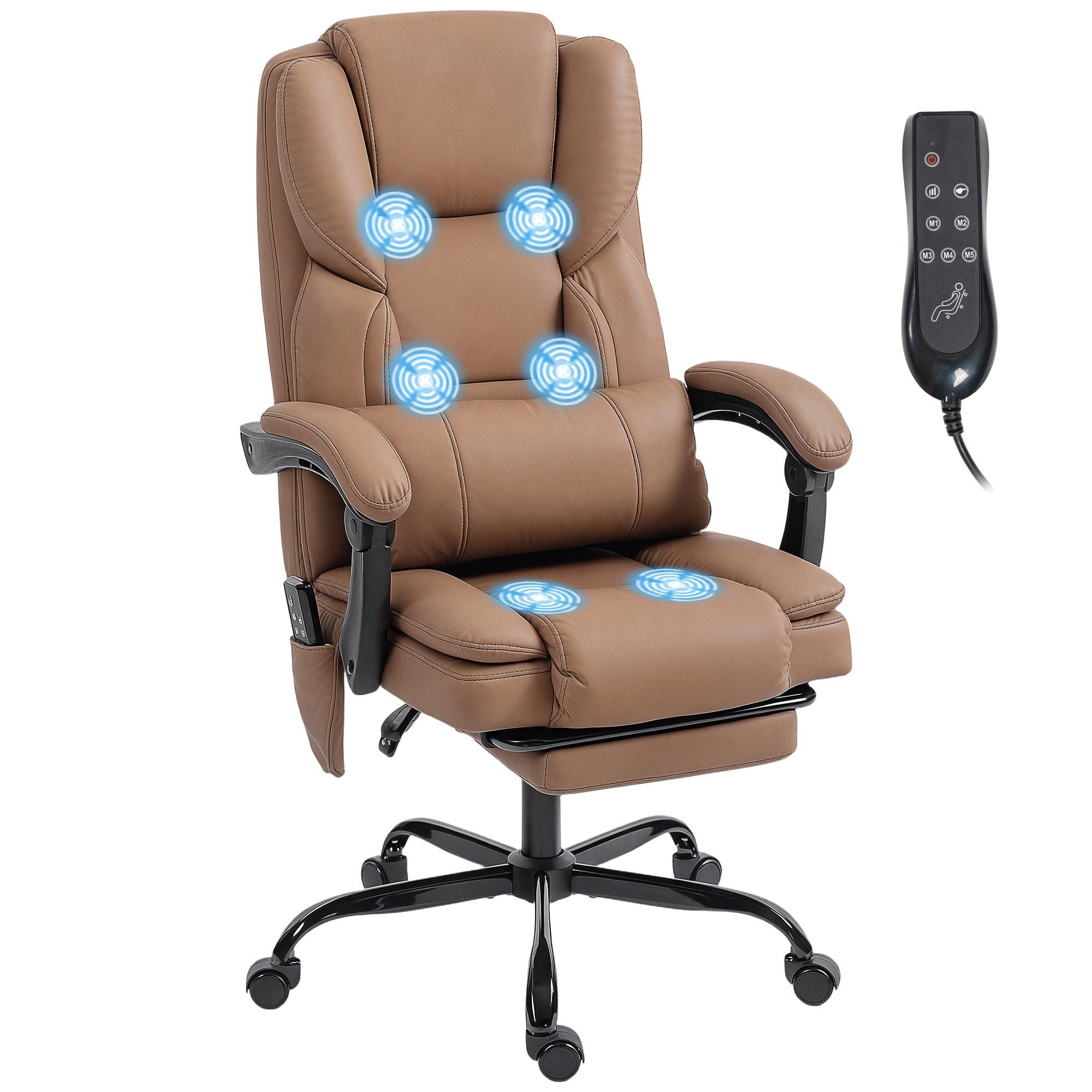 Brown massage office chair with Reclining Footrest