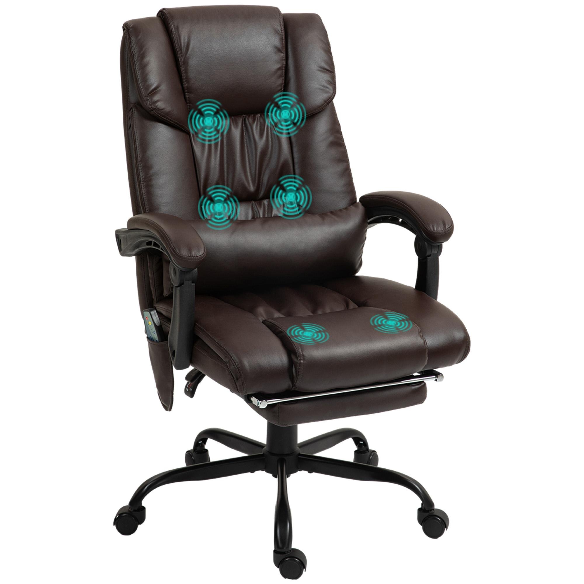 Brown Faux Leather Massage Chair with Six-Point Vibration