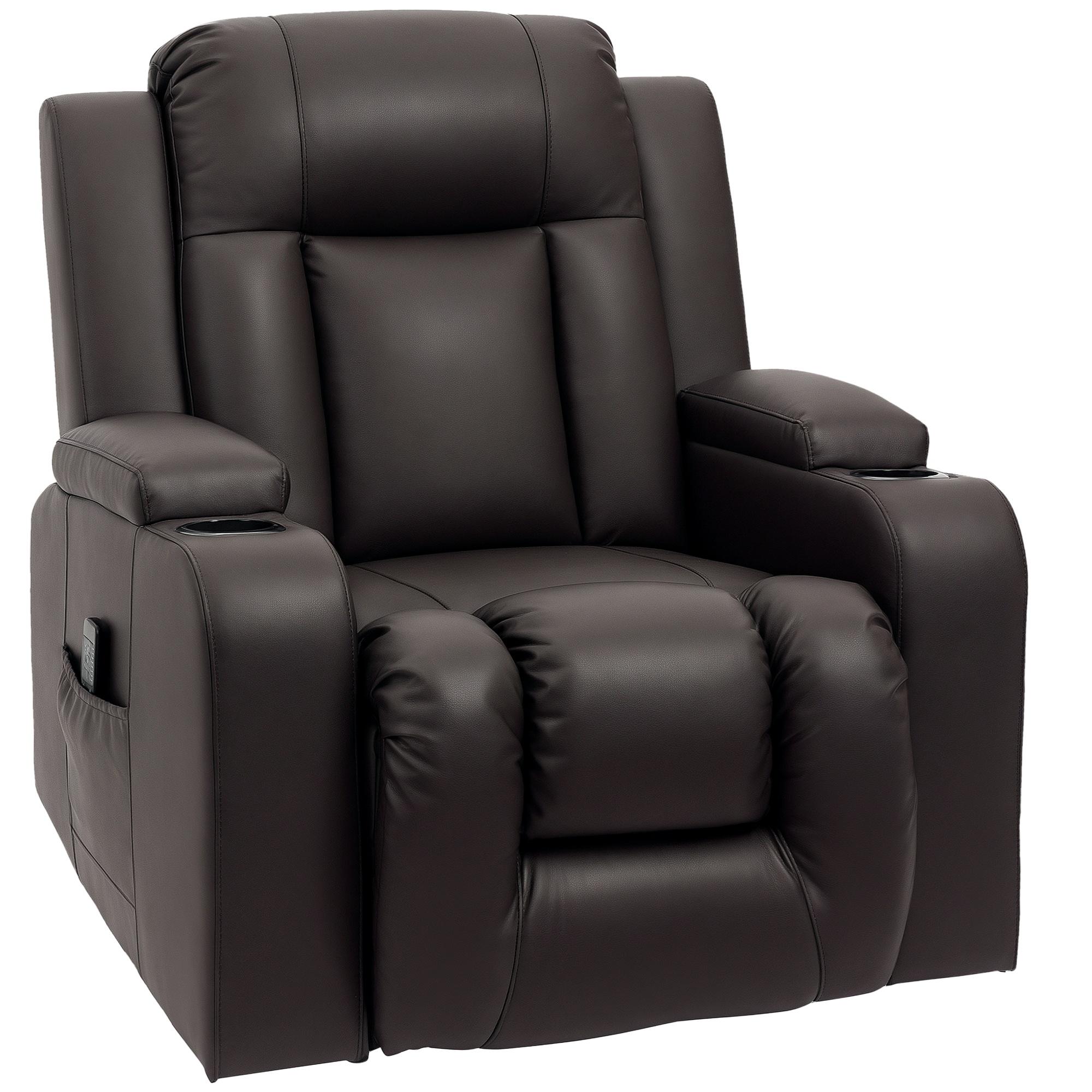 Brown Faux Leather Massage Rocker Recliner Chair