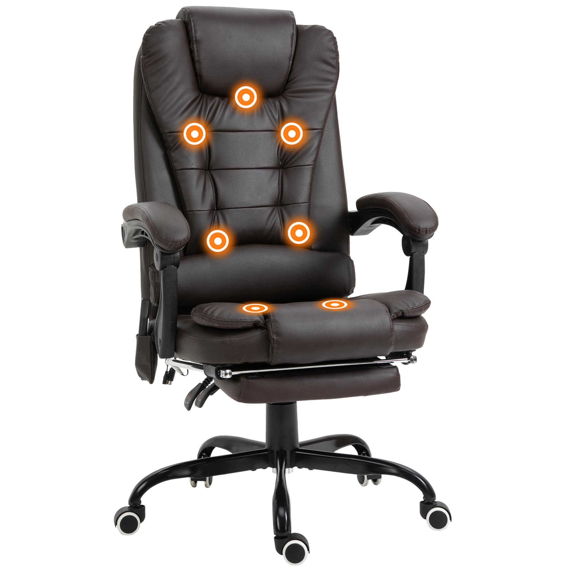 Brown Seven Point Vibration Chair with Reclining Footrest