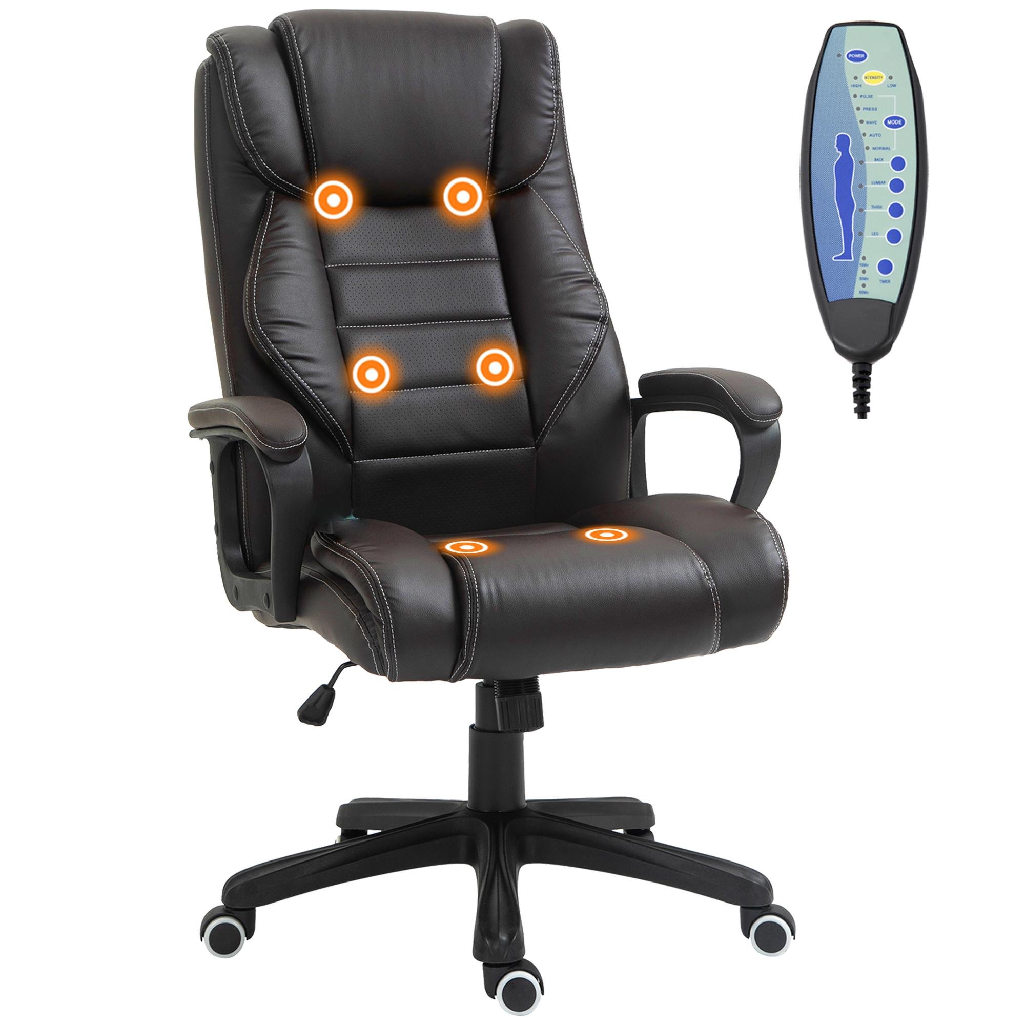 Brown 6-Point Vibration Chair with Adjustable Height
