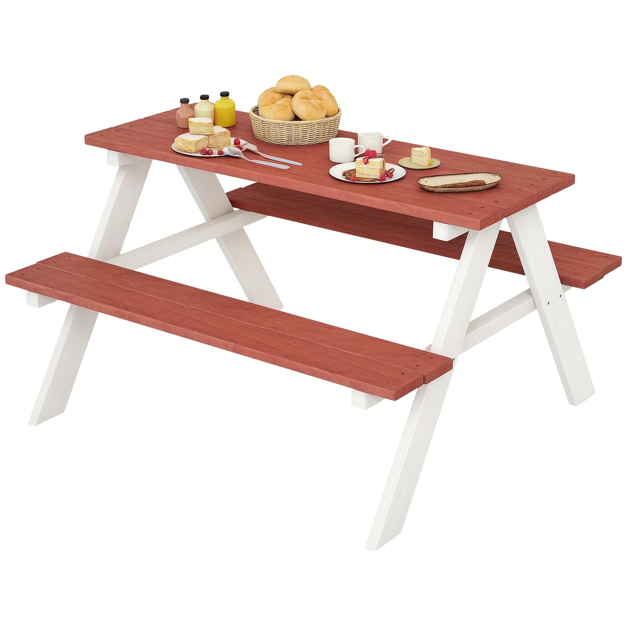 Brown Fir Wood Picnic Table, Seats Four Kids Ages 3-8