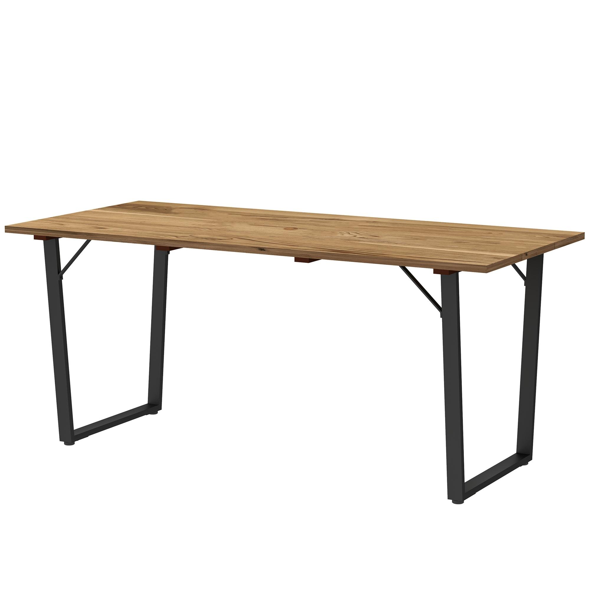 Brown Fir Patio Table with Umbrella Hole for 6