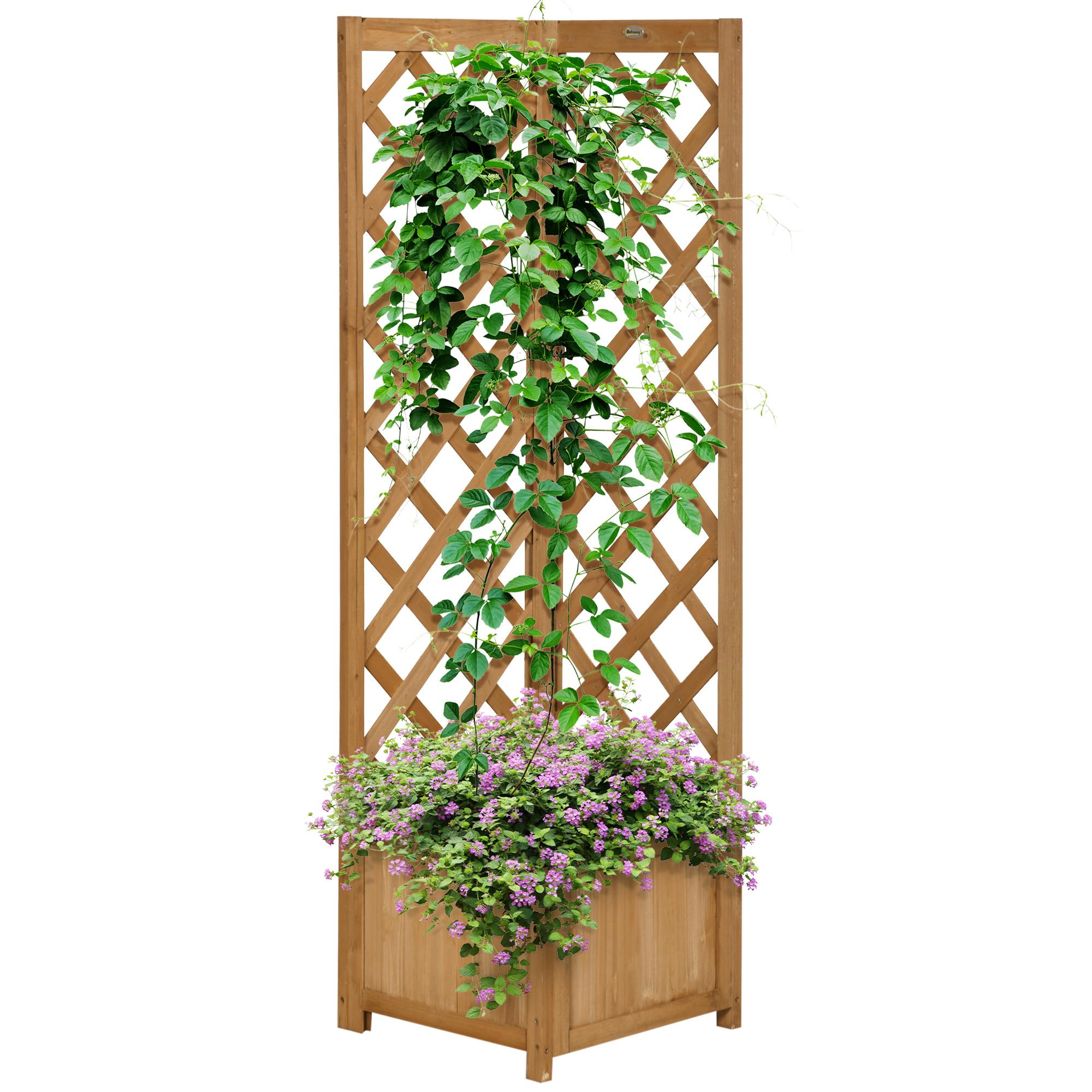 Brown Corner Trellis Planter with Two Lattices, 15.7-in