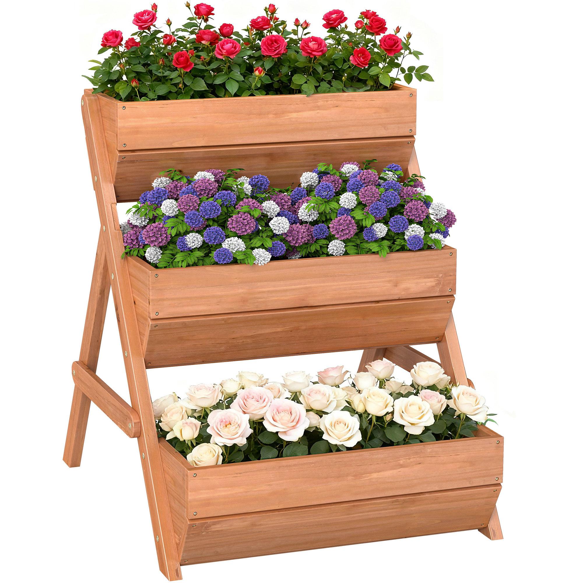 Brown Fir Three Tier Planter for Flowers and Herbs