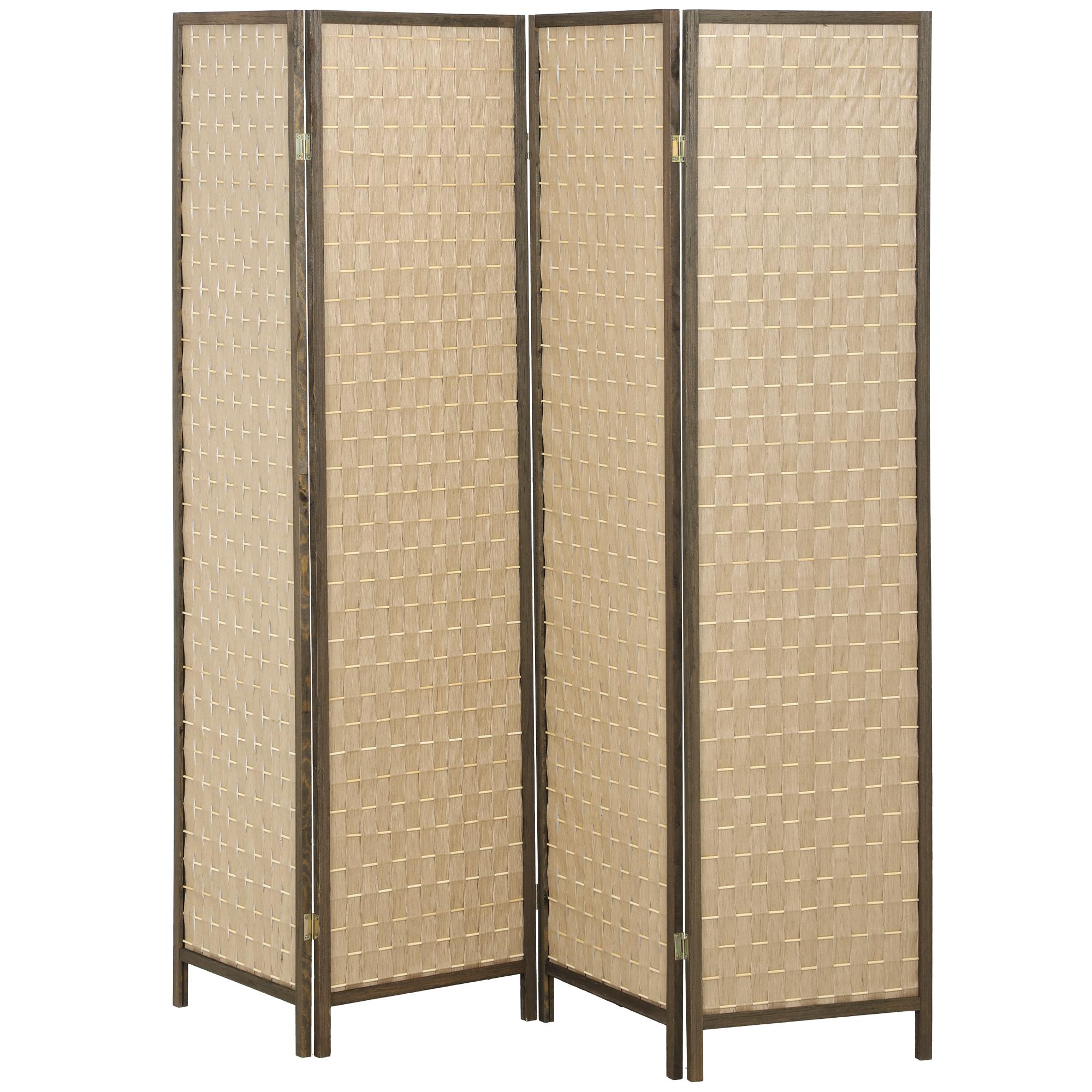 brown four panel paper screen, Folding Privacy Divider