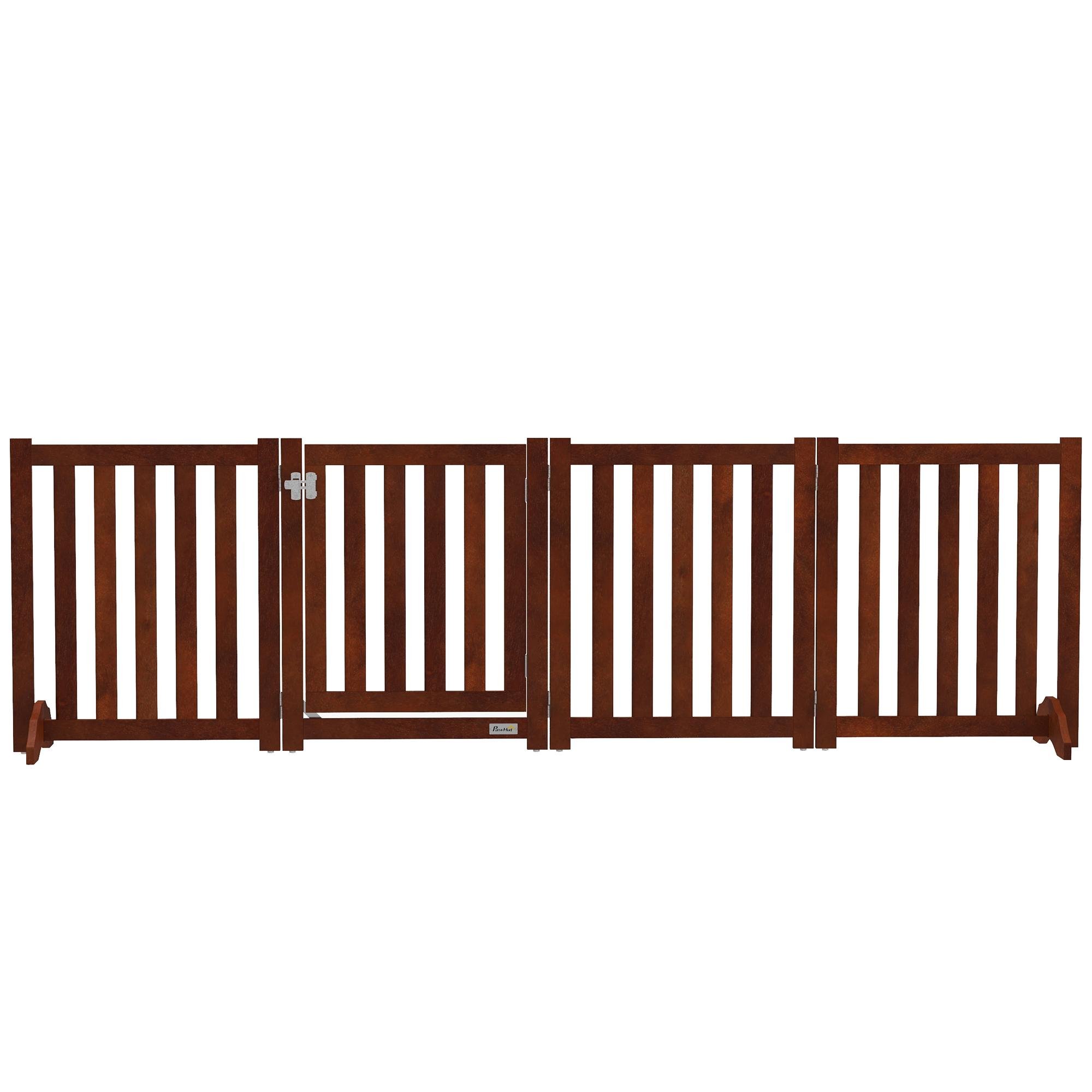 Brown MDF Folding Dog Gate, 81-Inch Freestanding