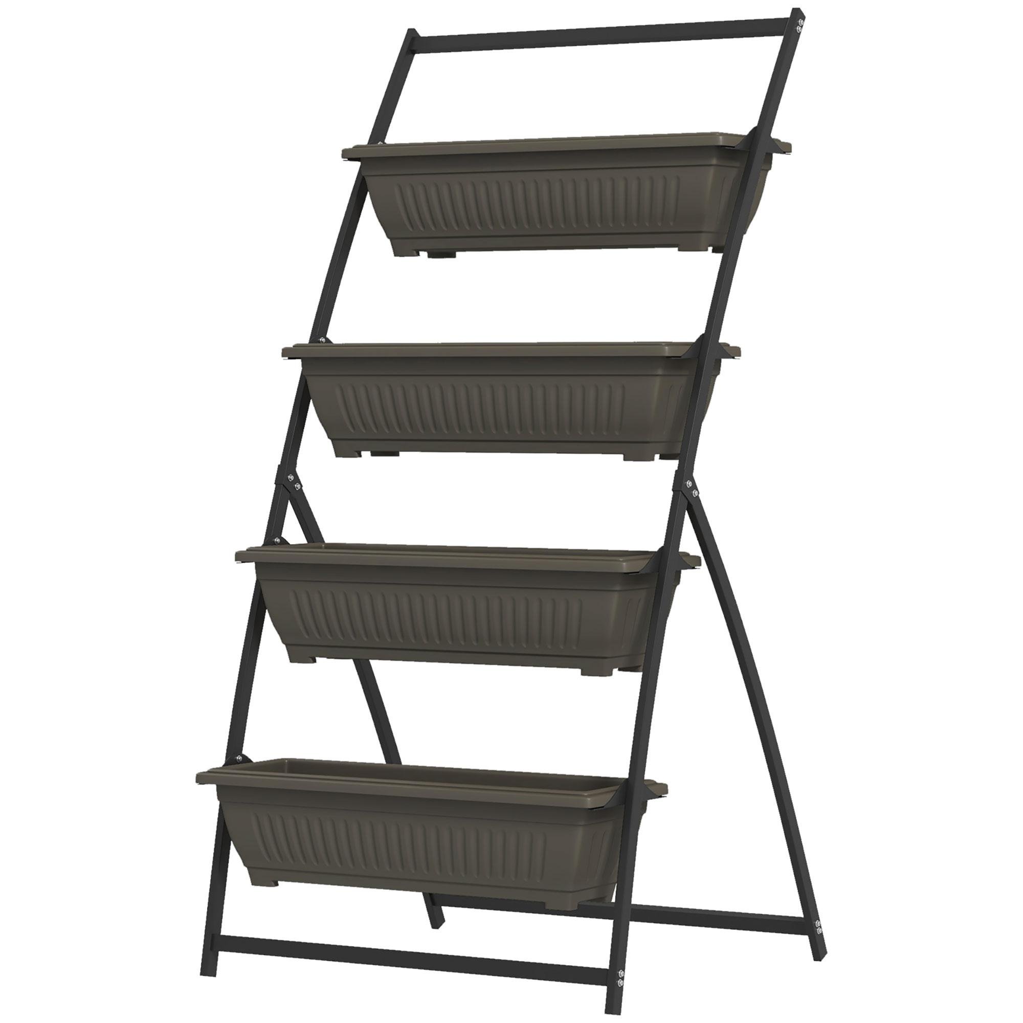 Brown Four Tier Planter with Space-Saving Vertical Design
