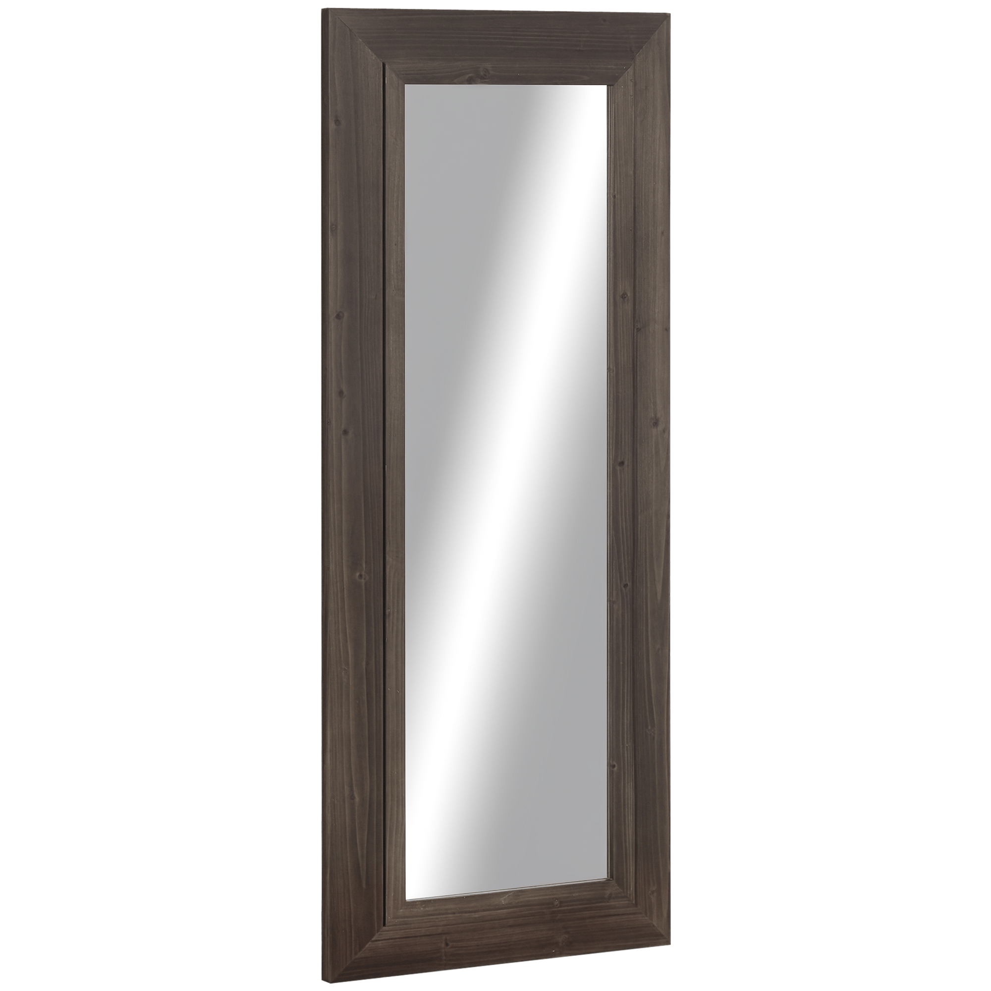 Brown Full Length Wall Mirror with Antique Wood Frame, 59 x 23.5 in