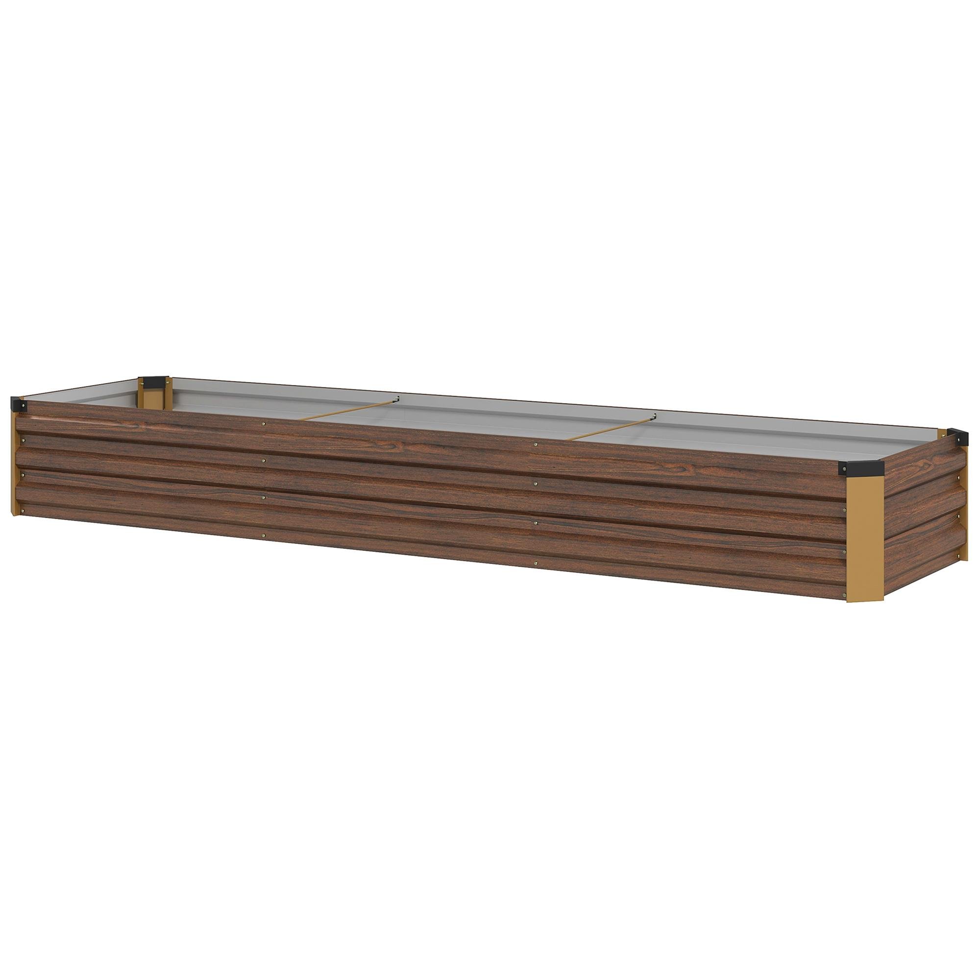 Brown 8 ft galvanised planter with open bottom