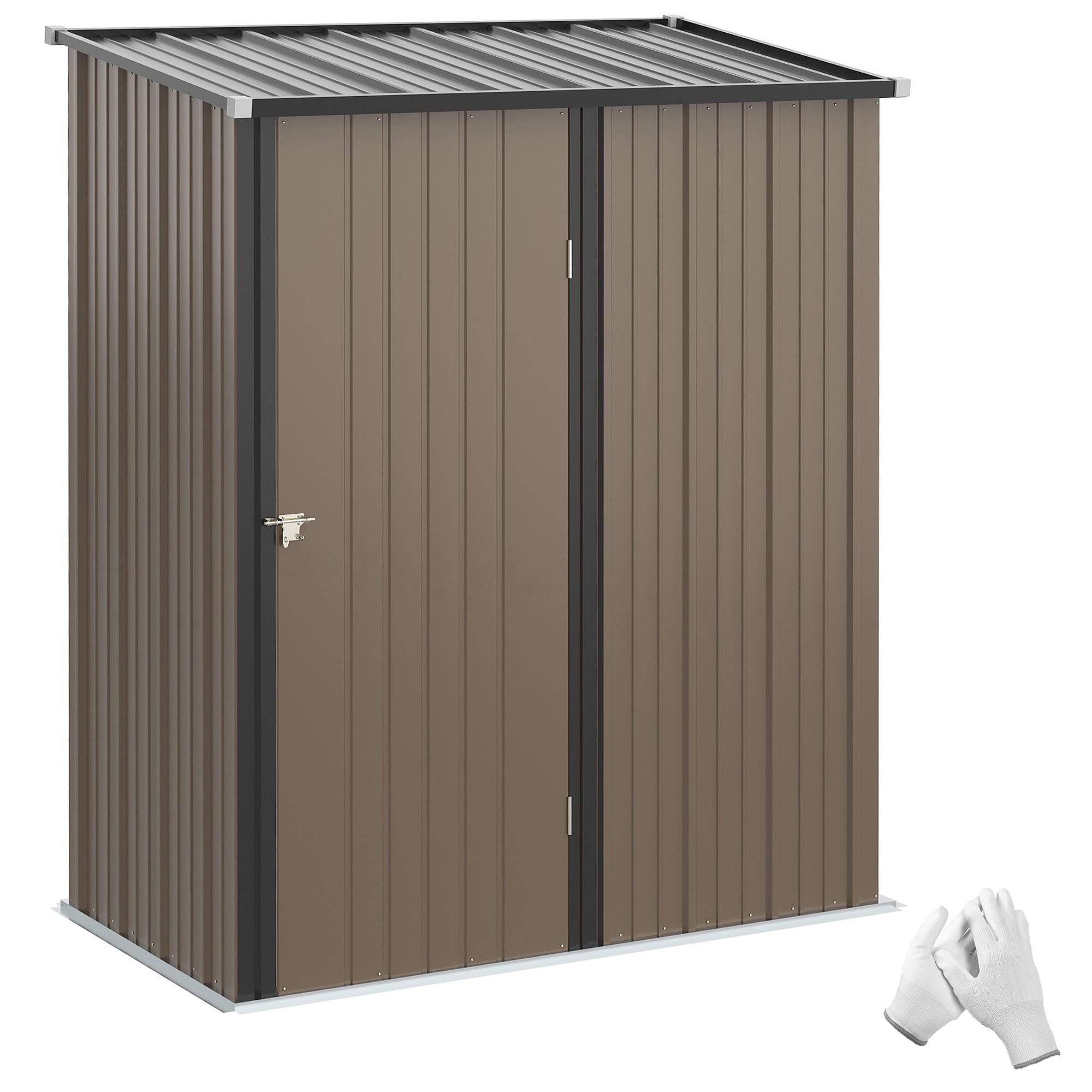 Brown 5x3 Steel Shed with Sloped Roof
