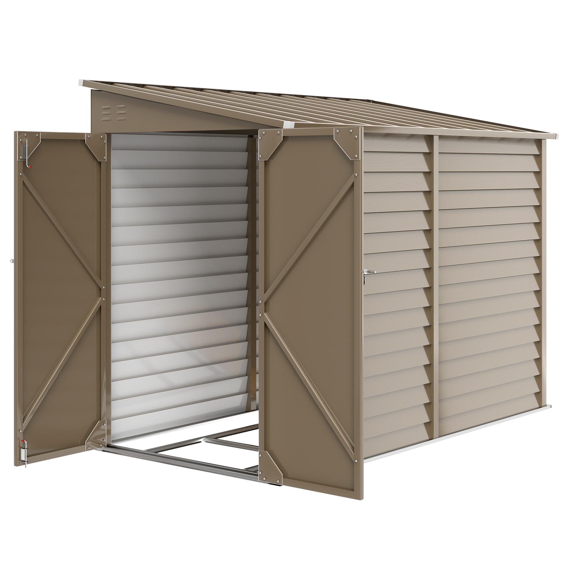 Brown 4.6x9 Lean-To Shed with Foundation Kit