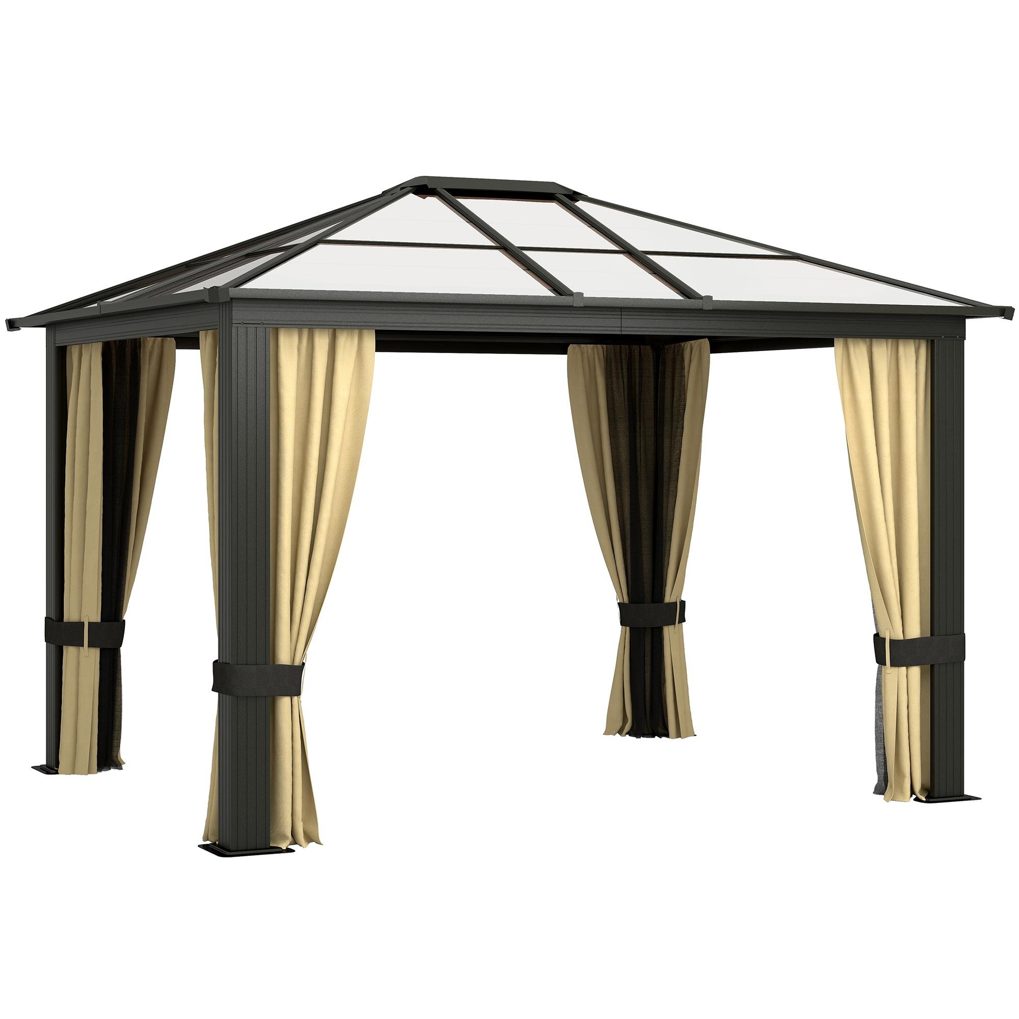 Brown 10x12 Hardtop Gazebo with Polycarbonate Roof