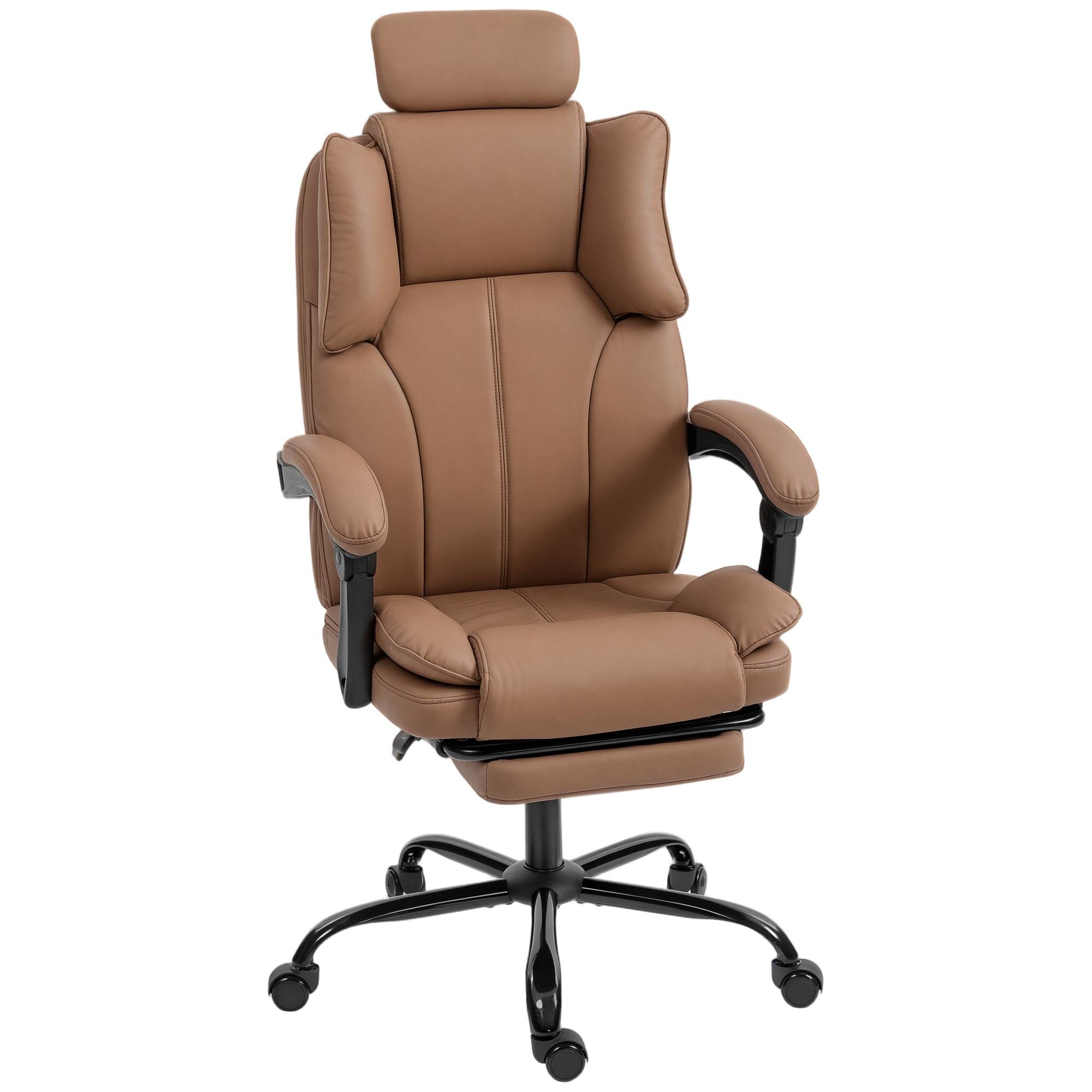 Brown Pet-Friendly Office Chair with Headrest and Footrest