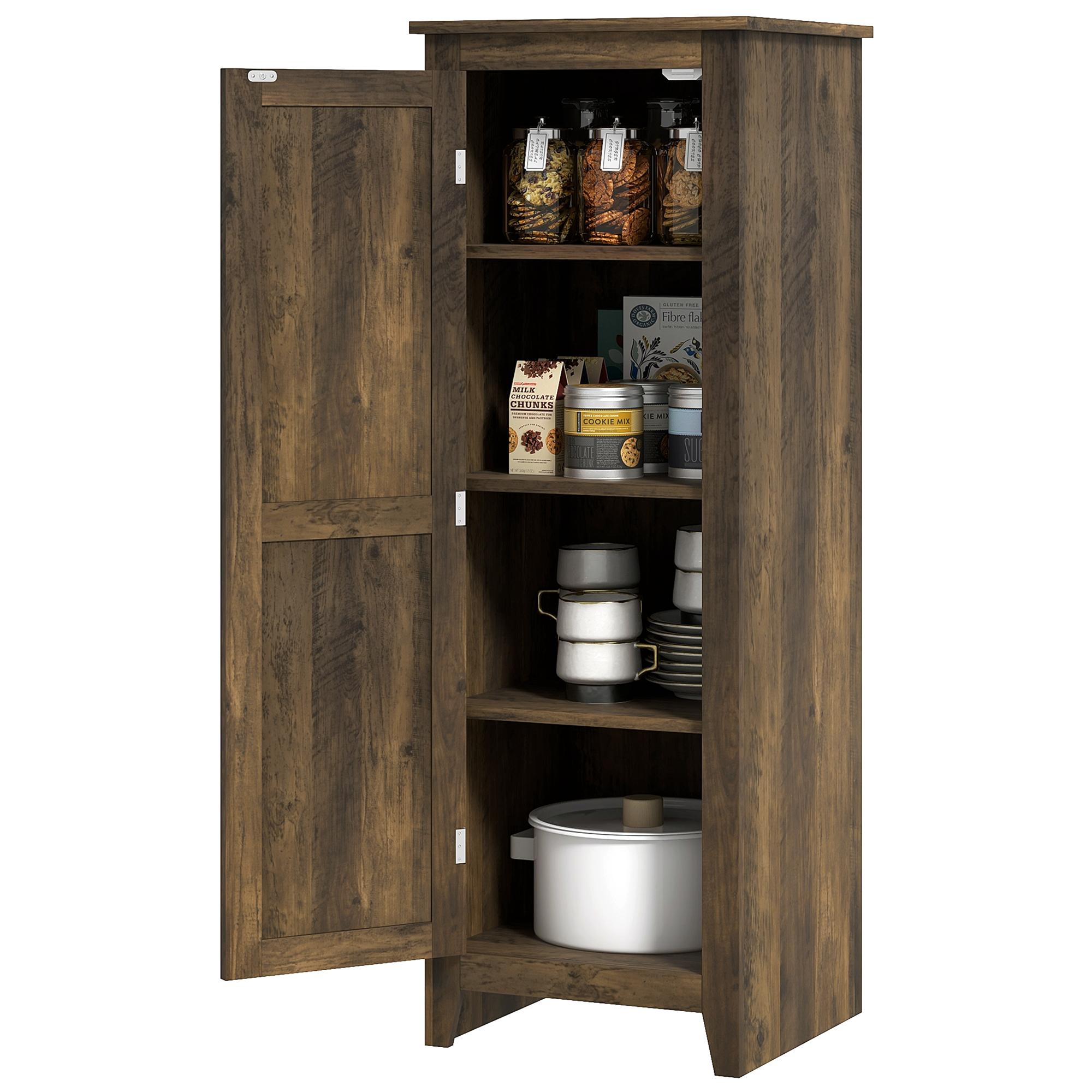 Brown 48 Inch Pantry Cabinet with Adjustable Shelves