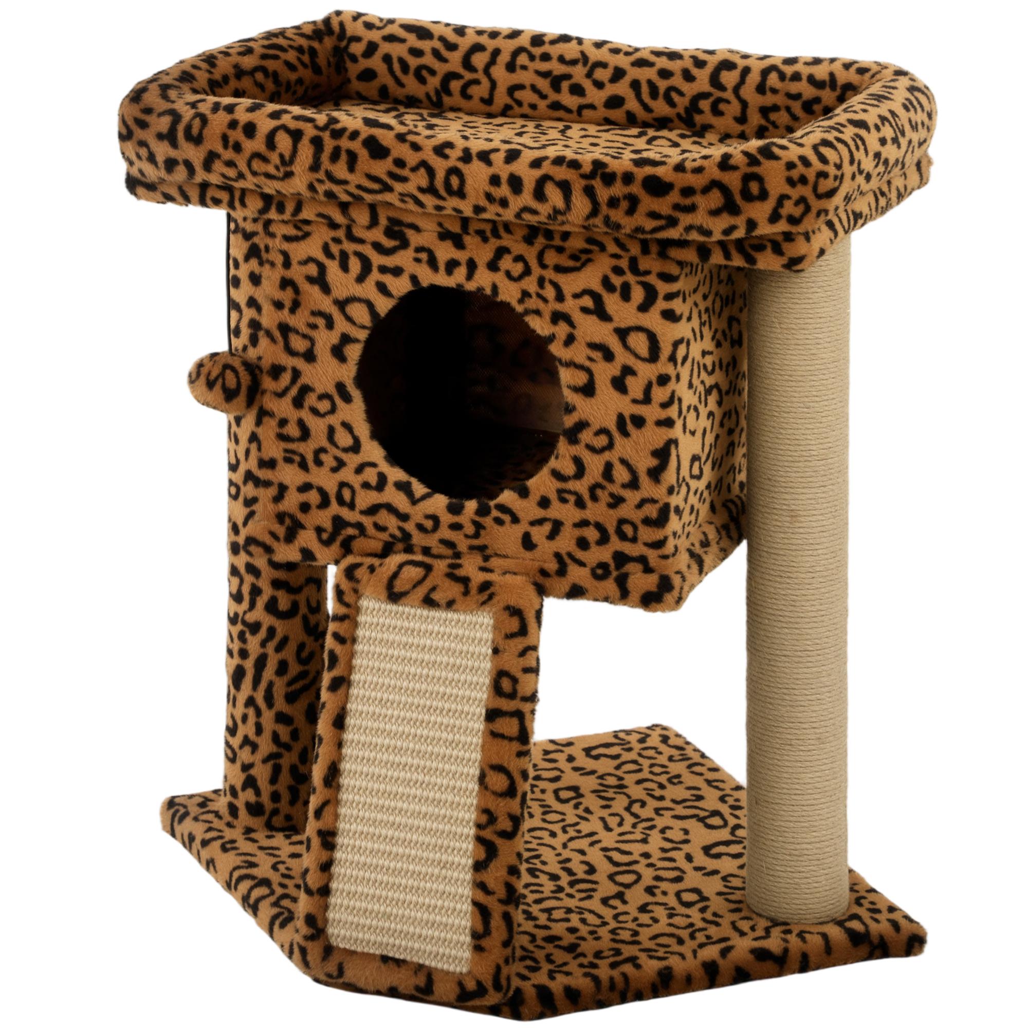 Brown Leopard Cat Tower with Condo, 22.4-Inch