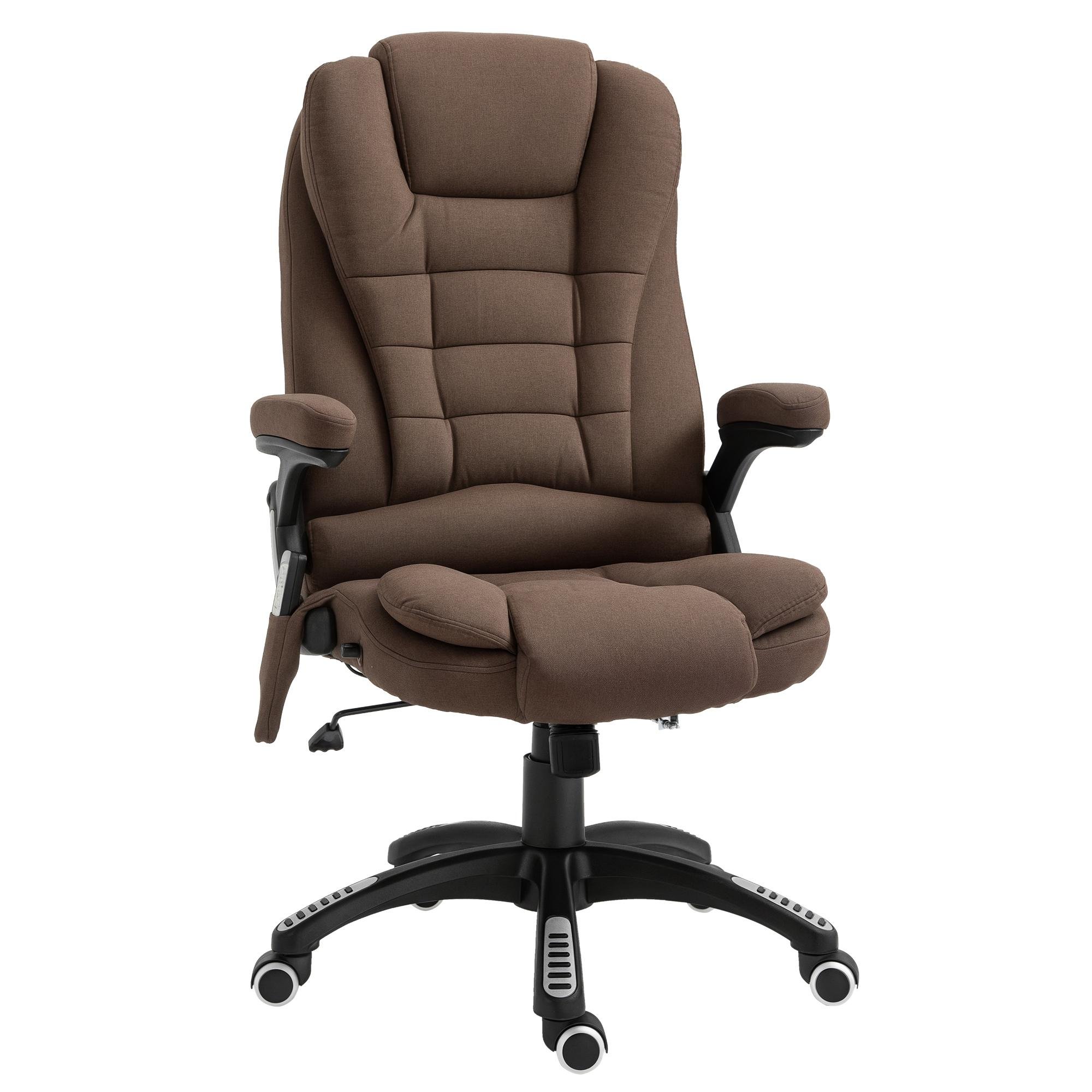Brown Linen Massage Recliner, 130° Office Chair
