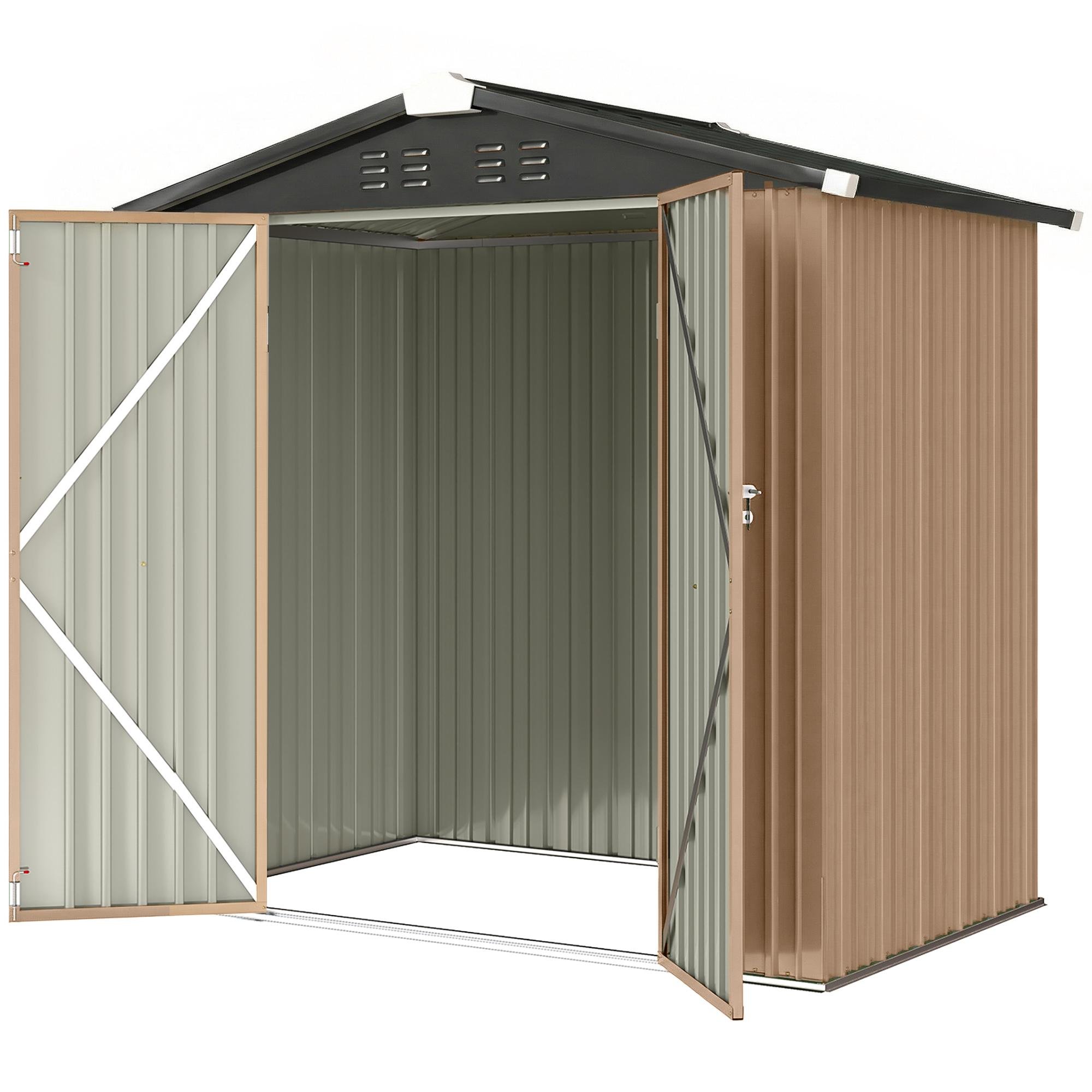 Brown 6.5x4 Metal Shed with Four Vents