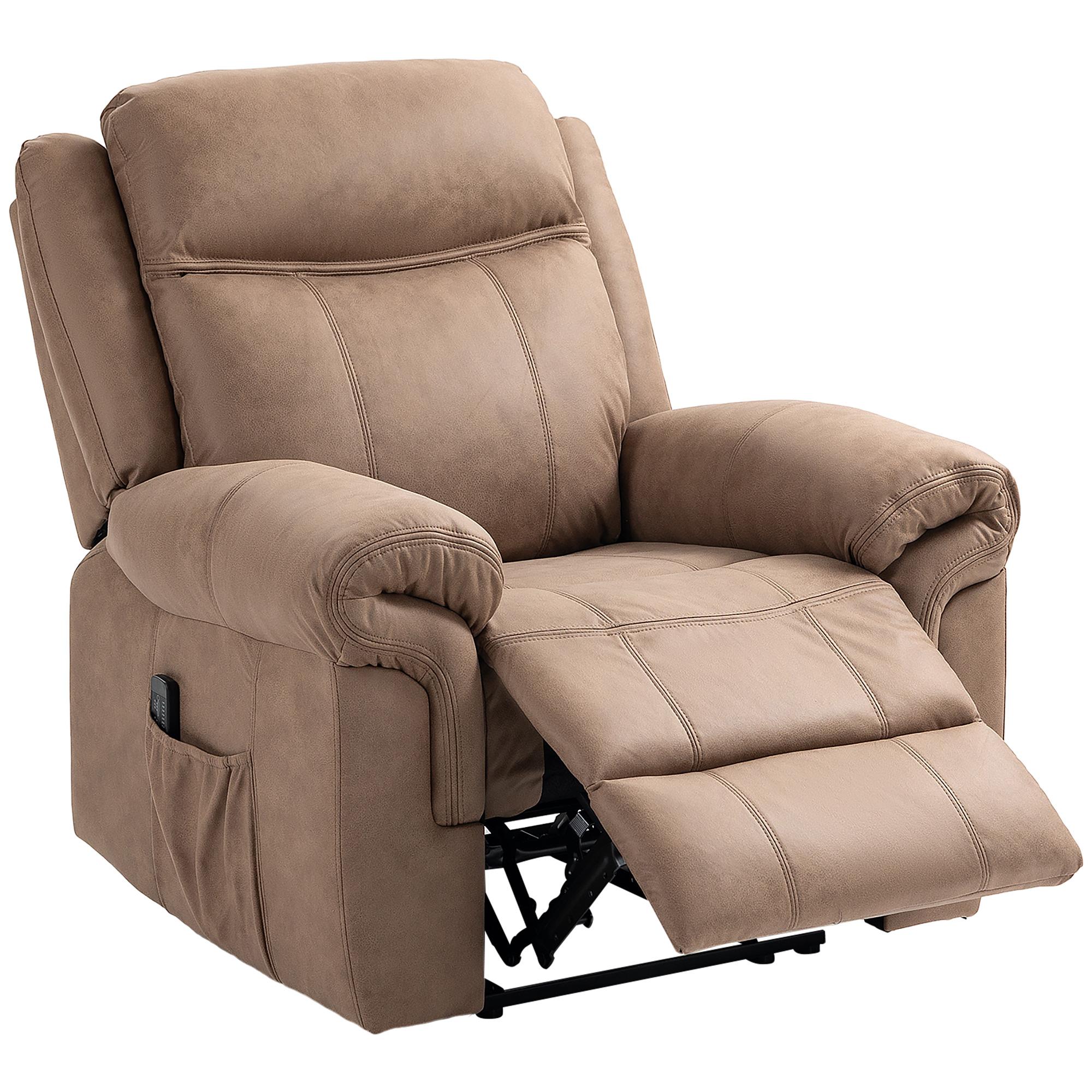 Brown Microfibre Recliner with Vibration Massage