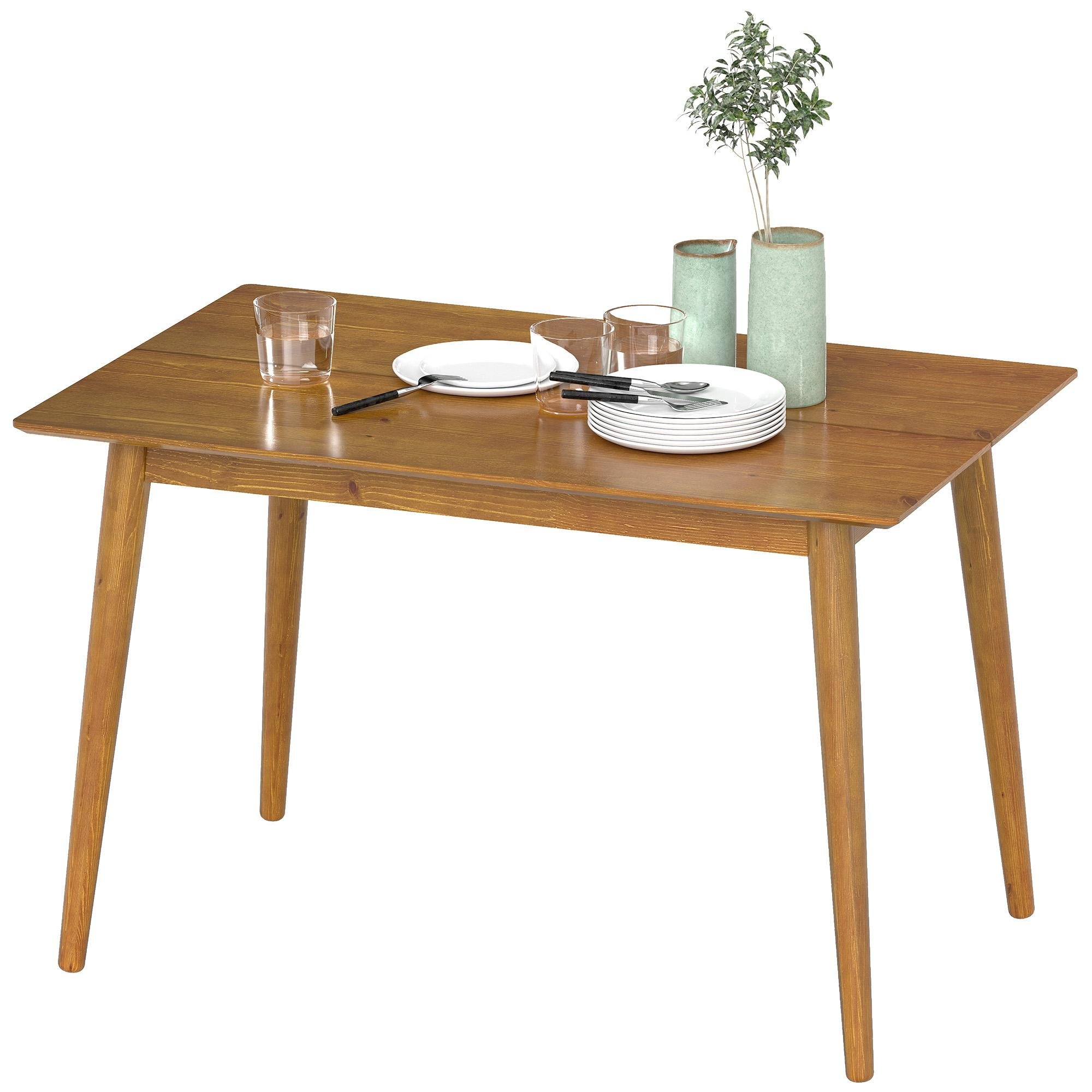 Brown Pine Dining Table, Seats Four, 120 cm
