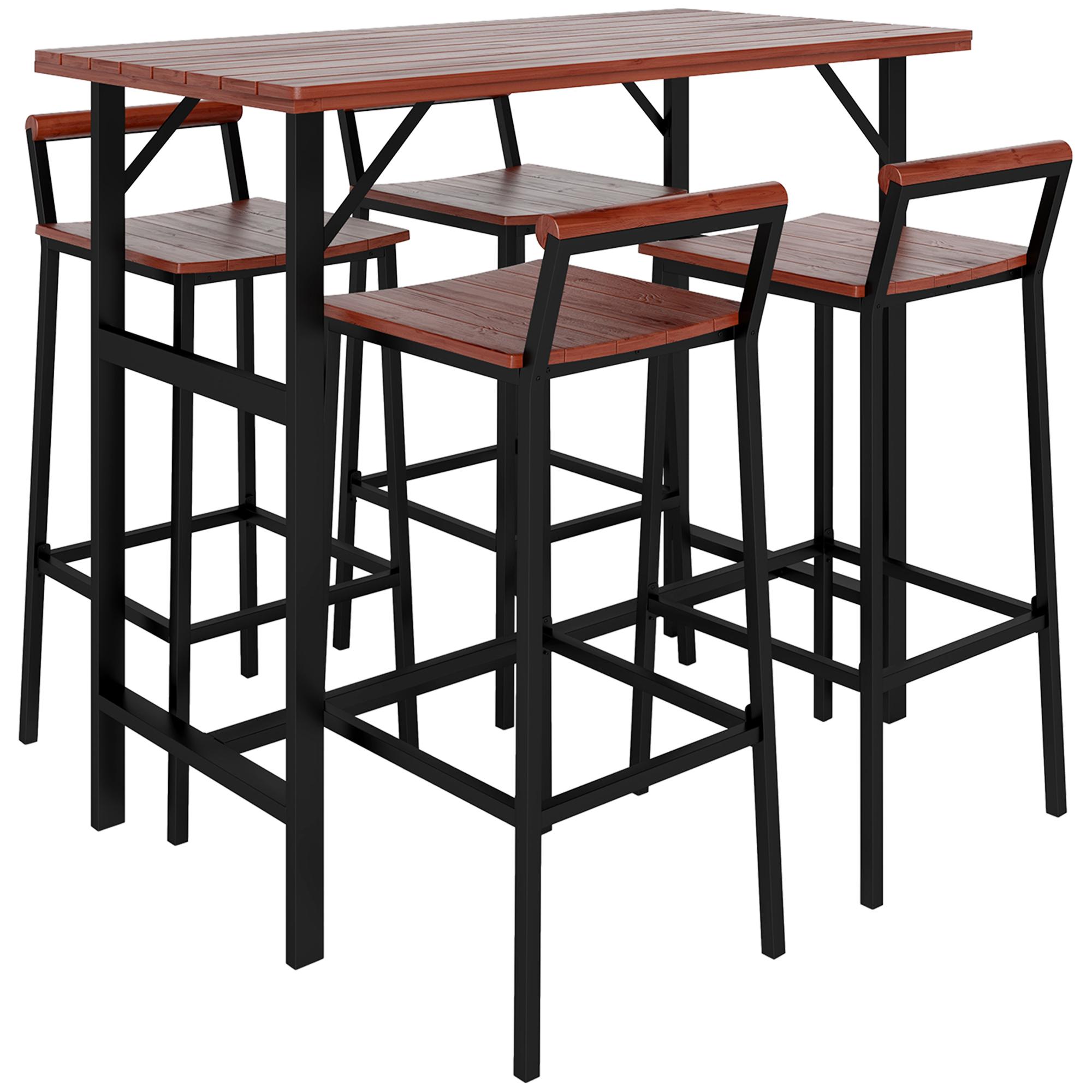 Brown Pinewood Bar Set with 47.2-Inch Table