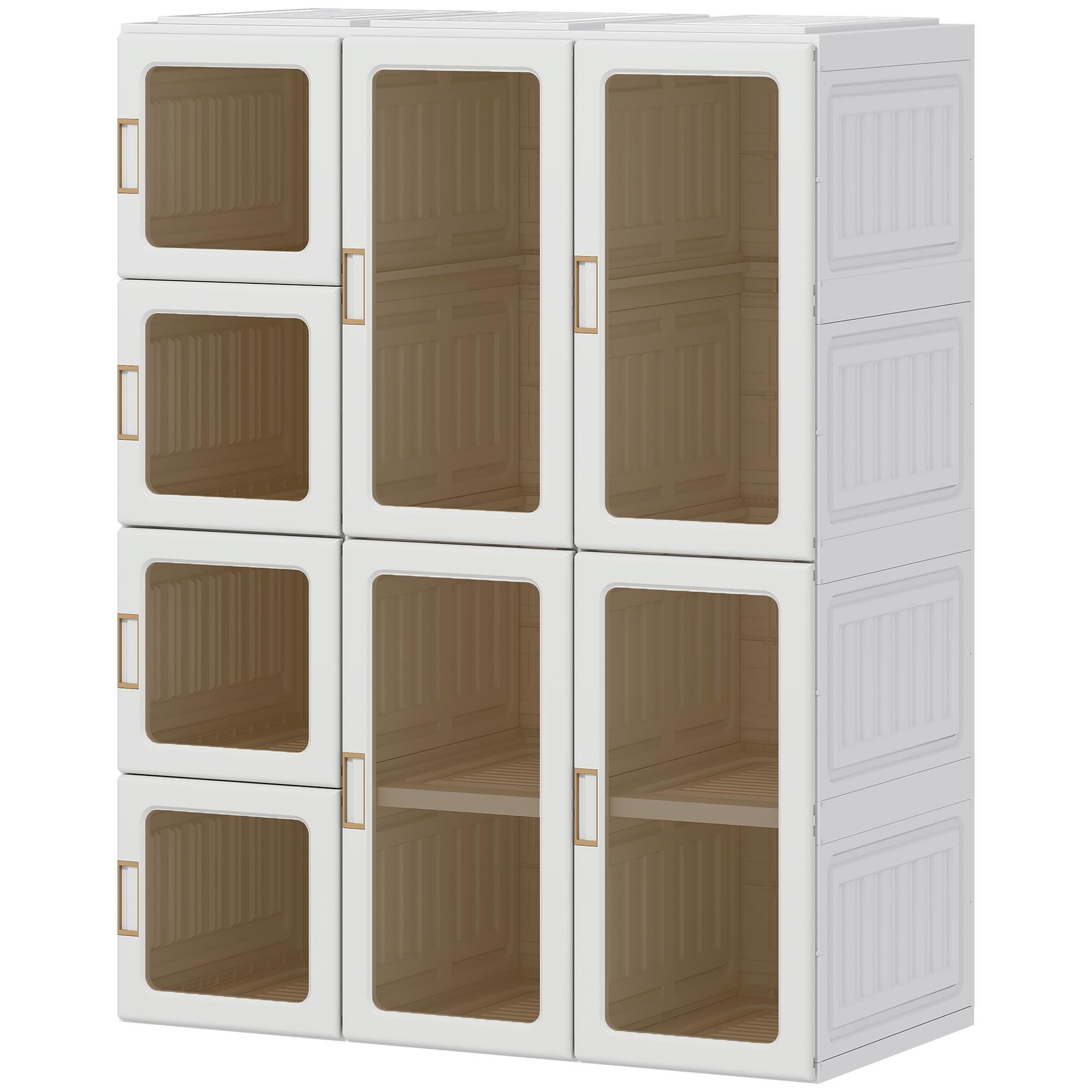 Brown Plastic Wardrobe with Six Compartments and Two Rods