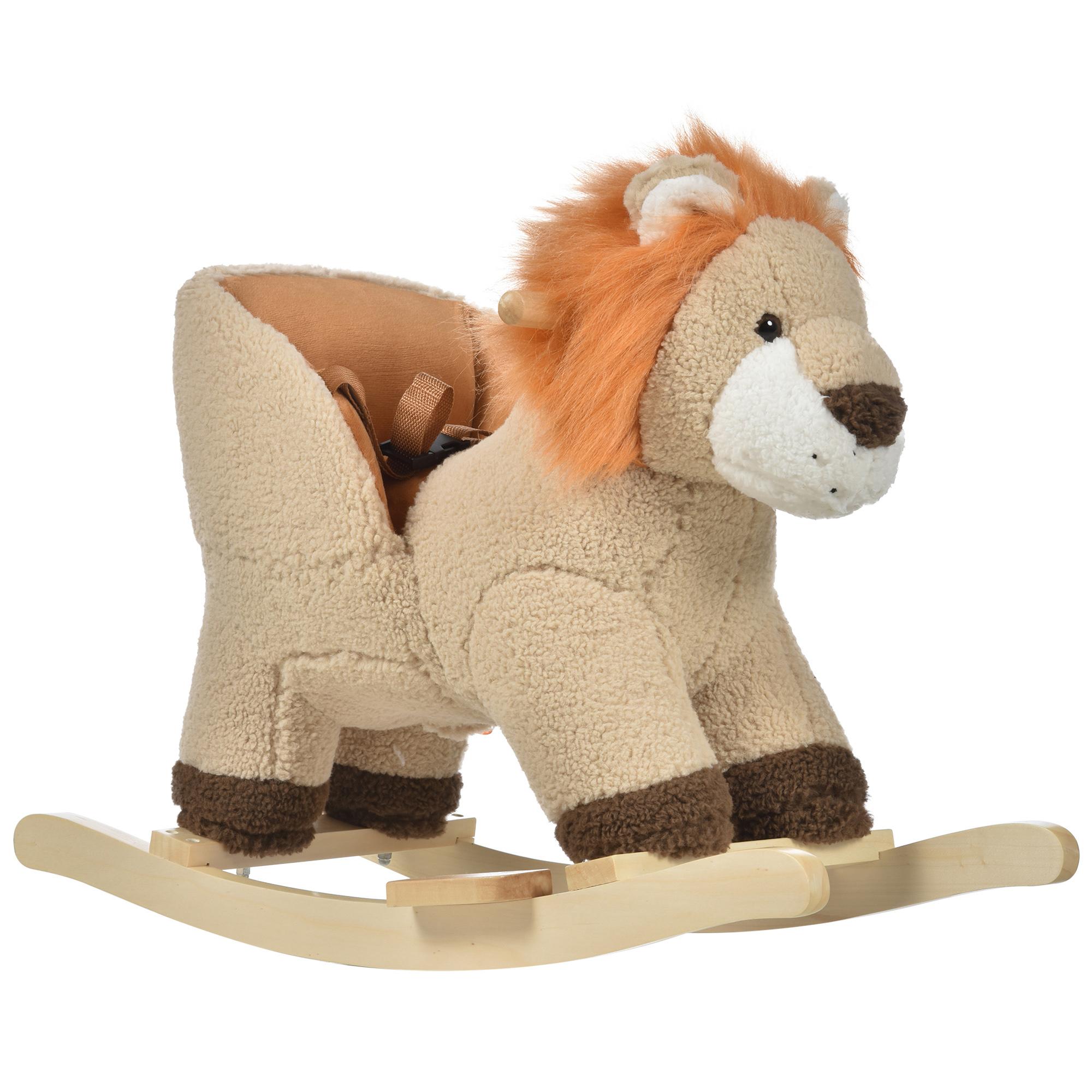 Plush Lion Rocking Horse with Ear Sound Button