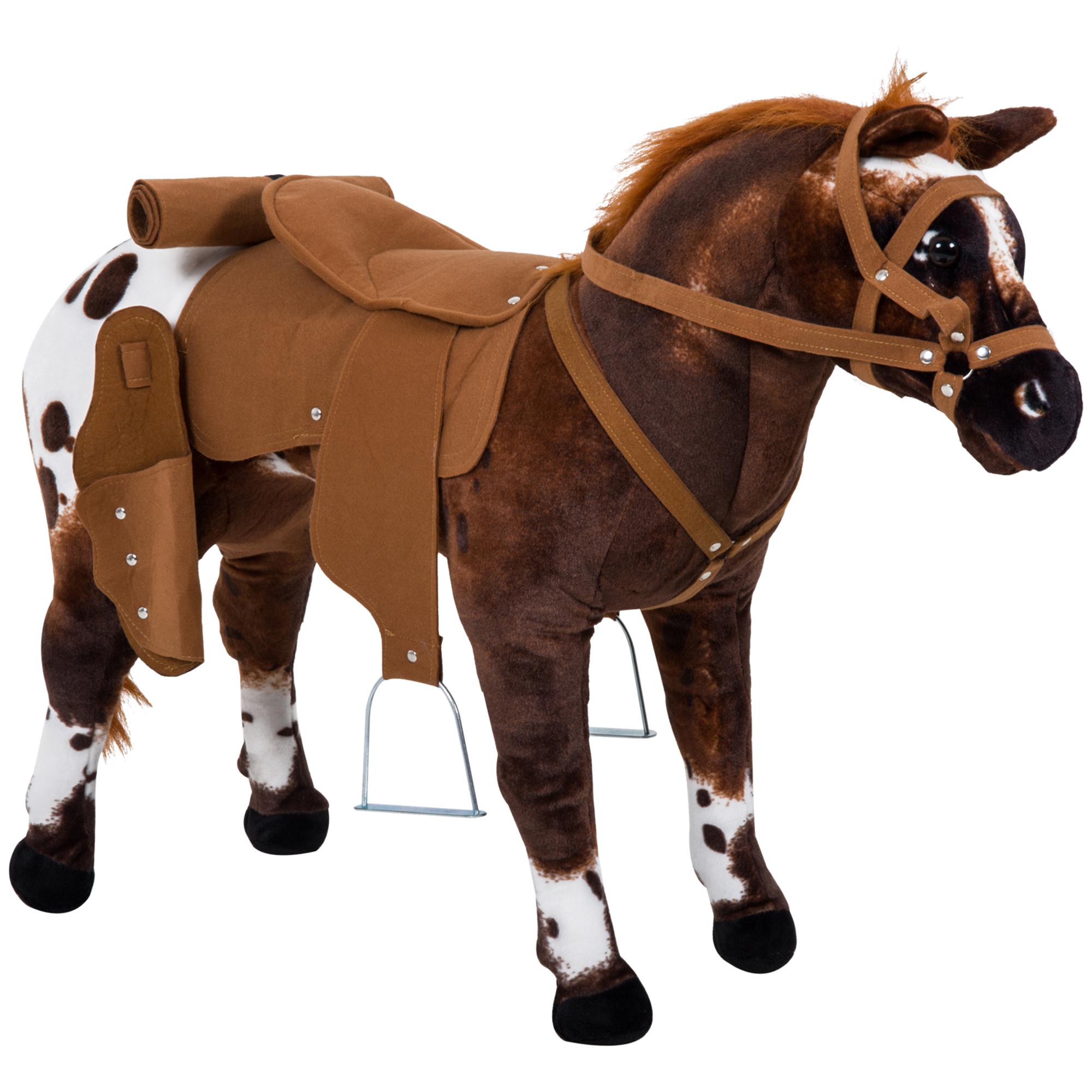 Brown Plush Ride-On Horse with Neighing Sound