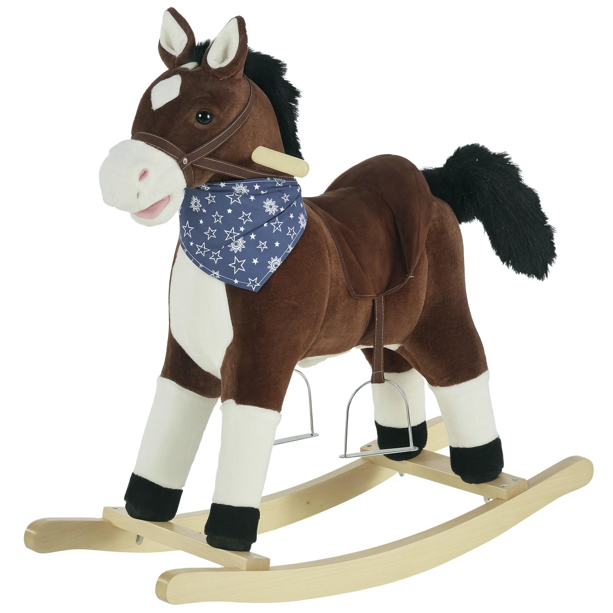 Cowboy Plush Rocking Horse with Ear-Activated Sounds