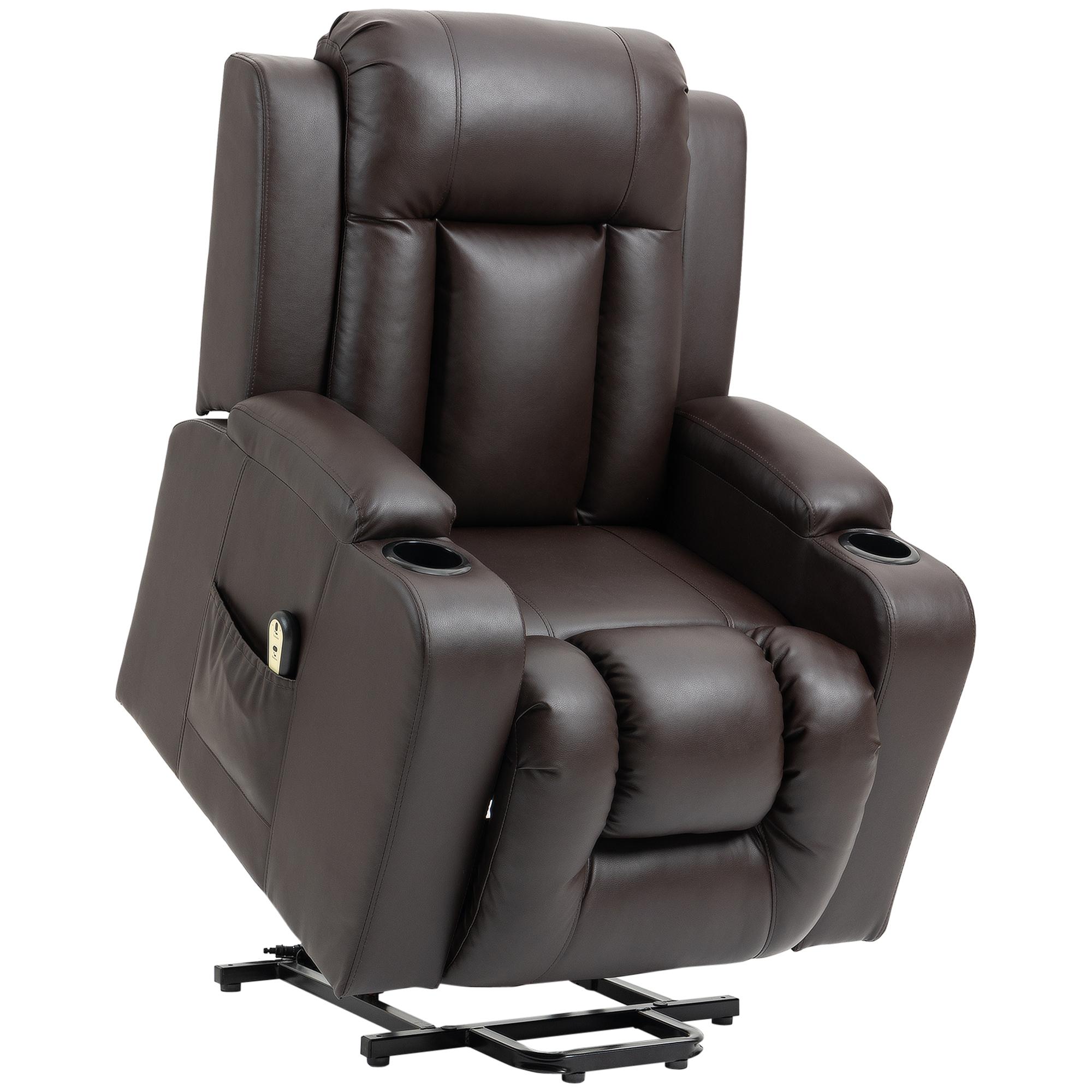 Brown Power Lift Chair with 150° Recline and Footrest