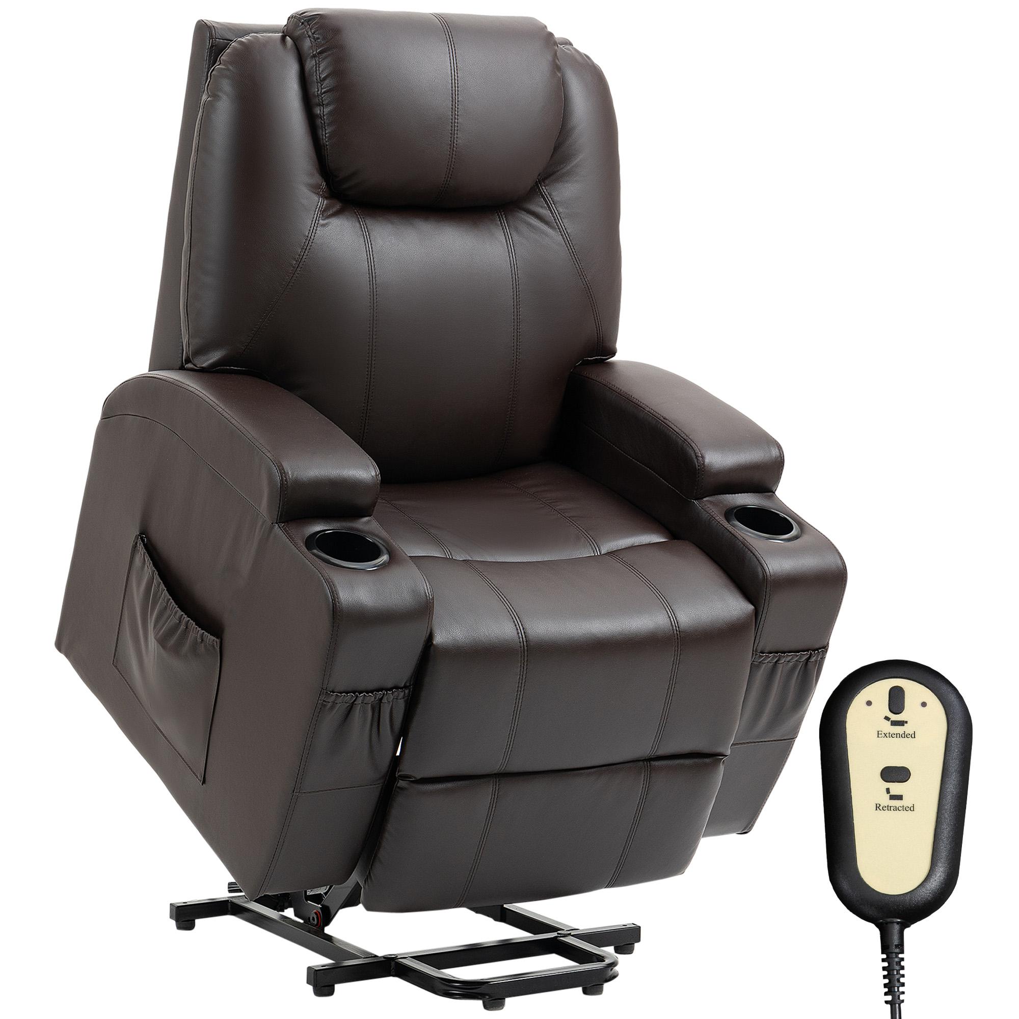 Brown PU Leather Lift Chair with Power Recline and Lift