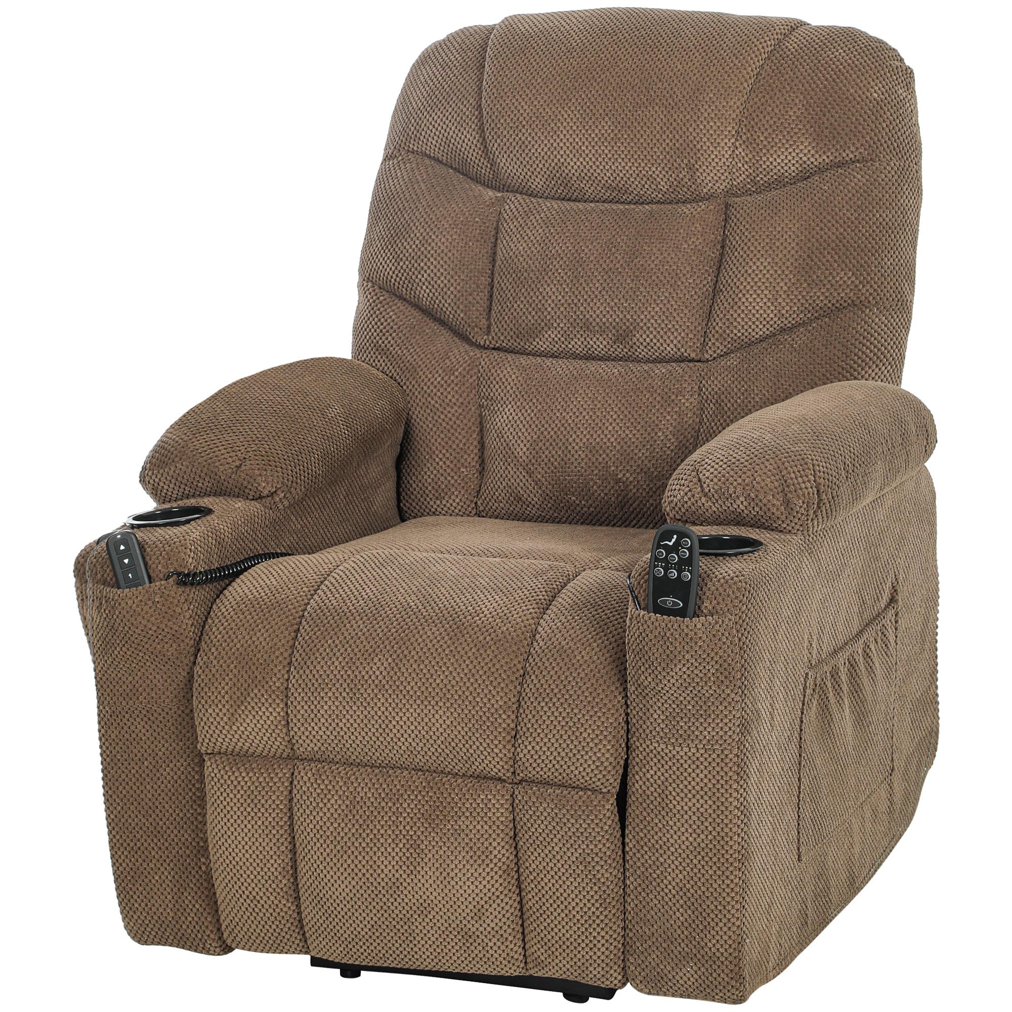 Brown Massage Lift Recliner with 8-Point Vibration