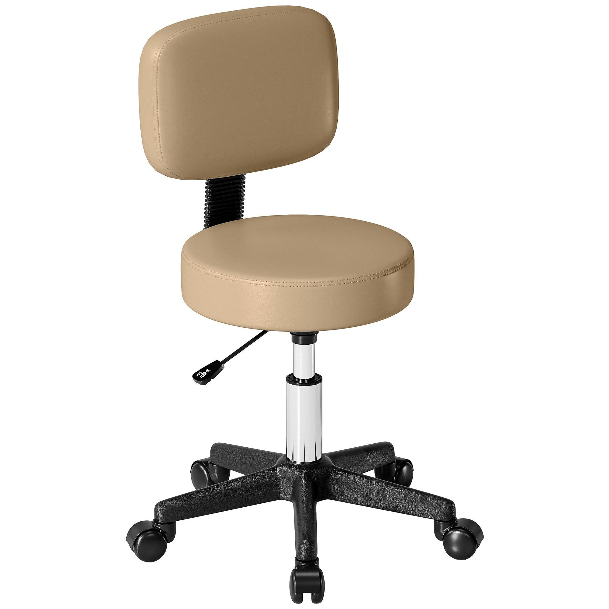 Brown PU Rolling Salon Stool with Adjustable Seat